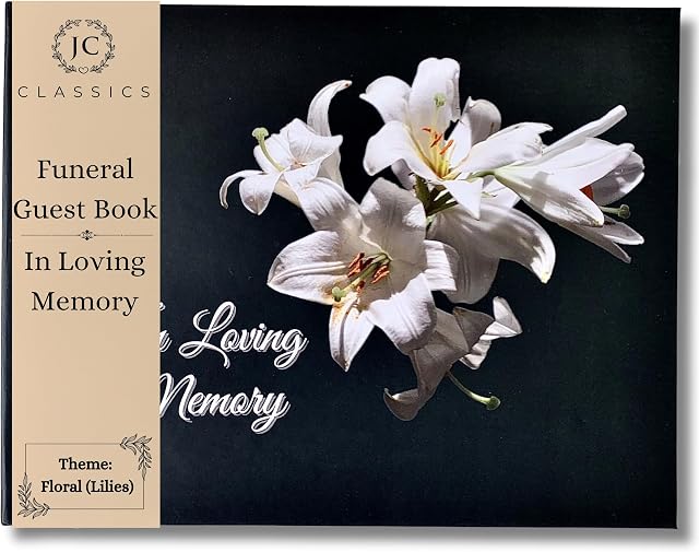 Funeral Memory Book | Condolence Book | Memorial Guest Book | Guest Book for Funeral Hardcover | Guestbook for Celebration of Life Memorial Service | Book of Condolence with Memory Table Card Sign