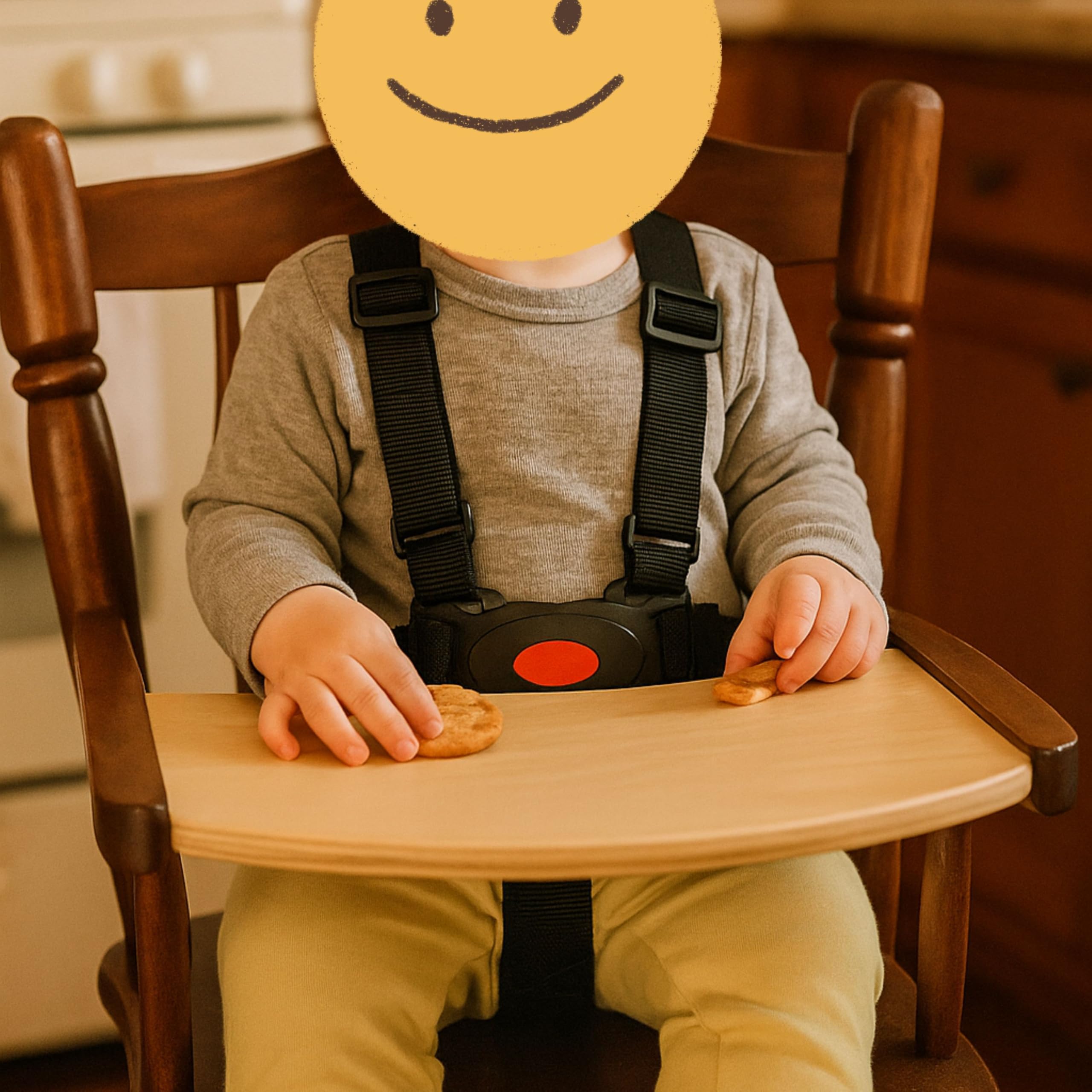 Sistema Cinture a 5 Punti con spallacci per infilare – Accessori Passeggino, Carrozzina, Seggiolone – Cintura di Sicurezza Bambino, Imbracatura Facile da Collegare, con Fibbie a Barra per Anelli Fissi