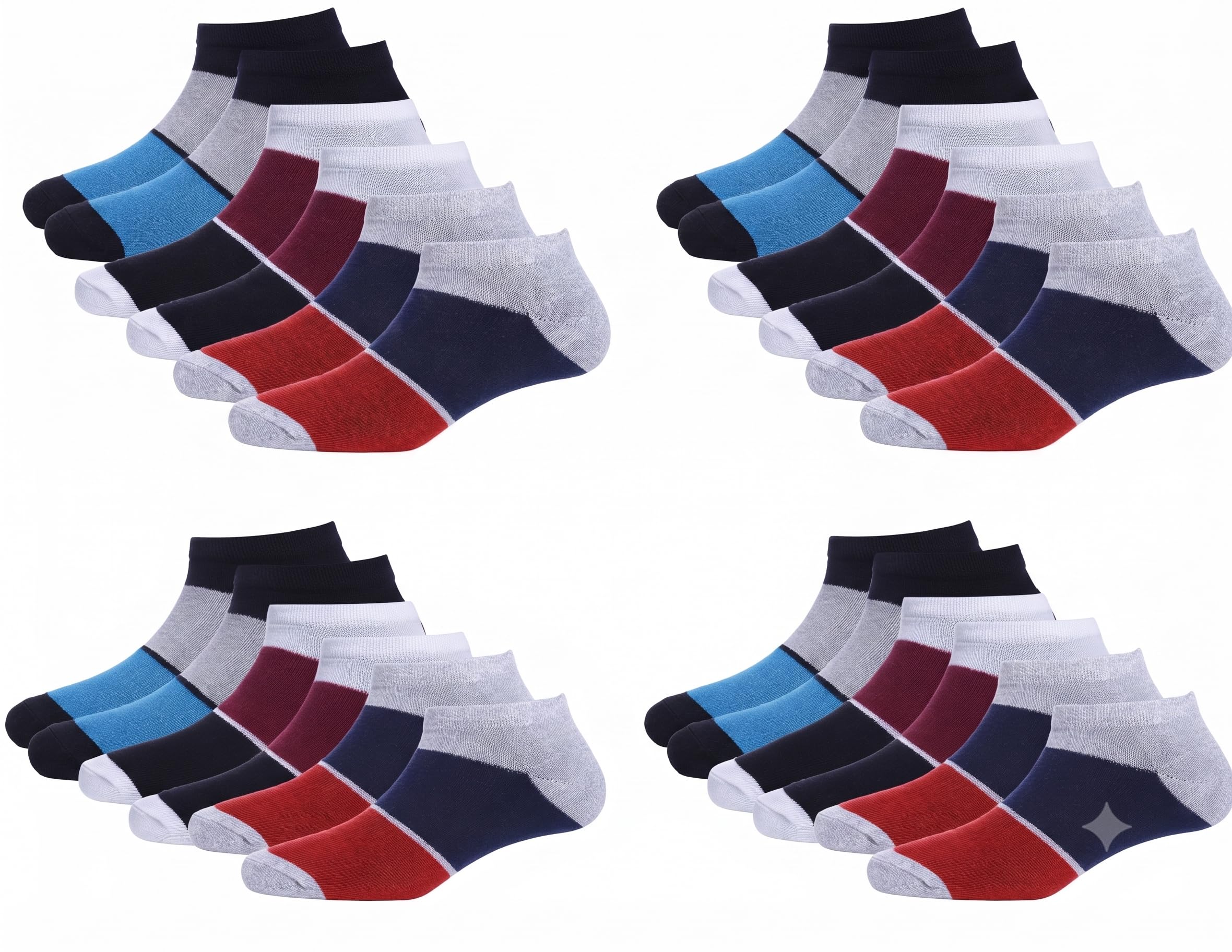 rodzen Socks for Men Solid Ankle Length Cotton Socks, Free Size, Pack of 12 Pair (Multicoloured)-picture-25