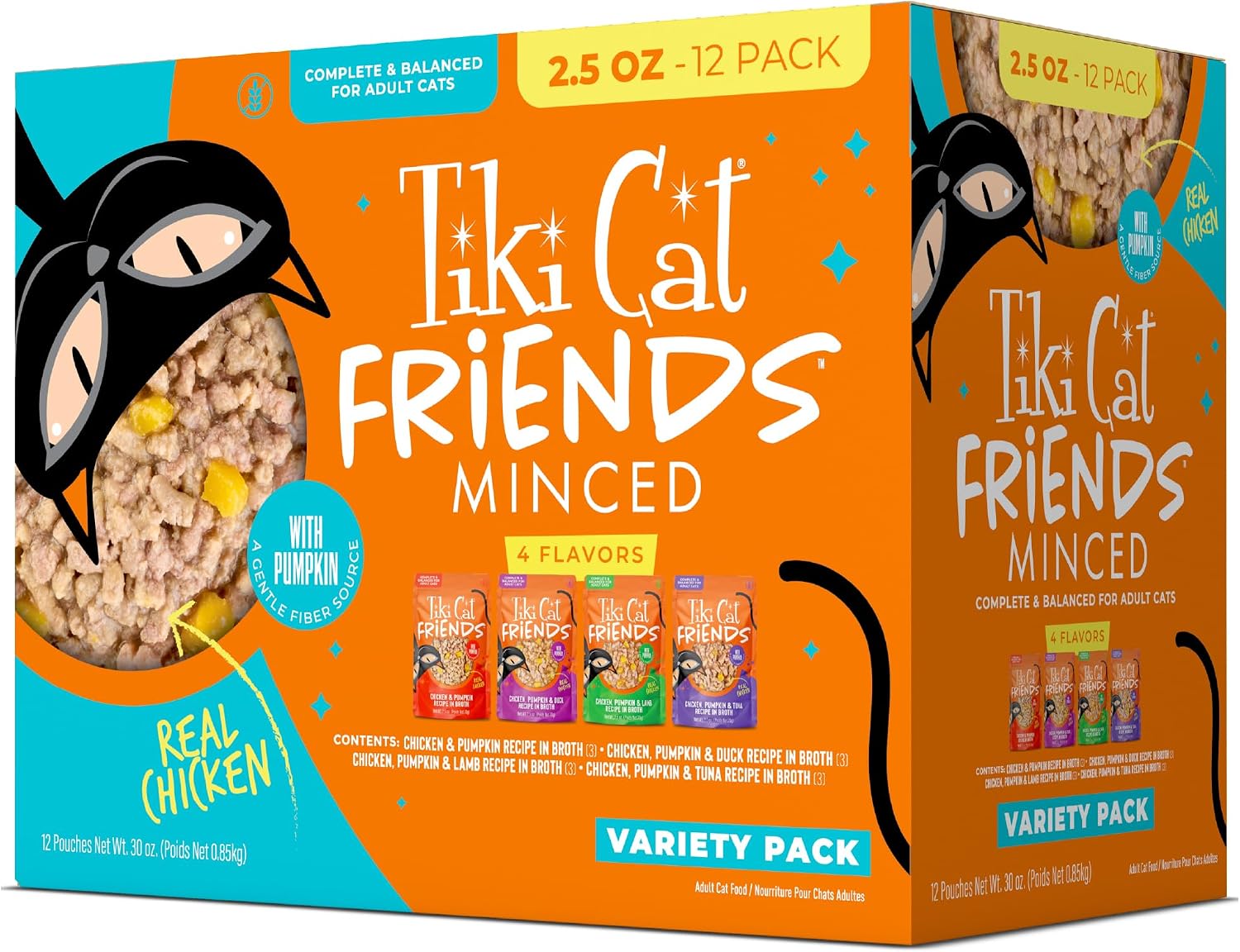 Tiki Cat Friends Wet Cat Food, Chicken Variety Pack, 2.5 oz Pouch, 12 Count