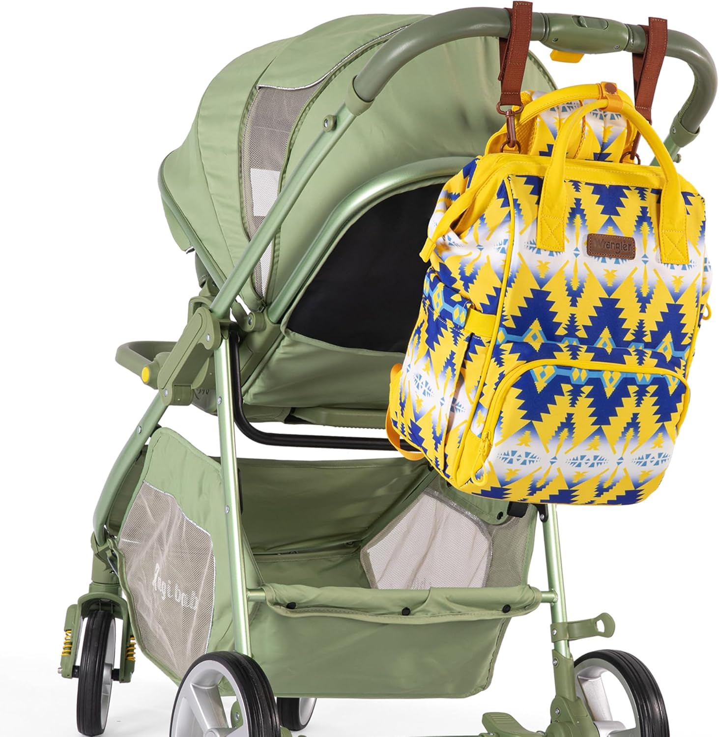 Wrangler Aztec Backpack Organized Daypack Travel Baby Bag with Stroller Strap and Side Bottle Pockets