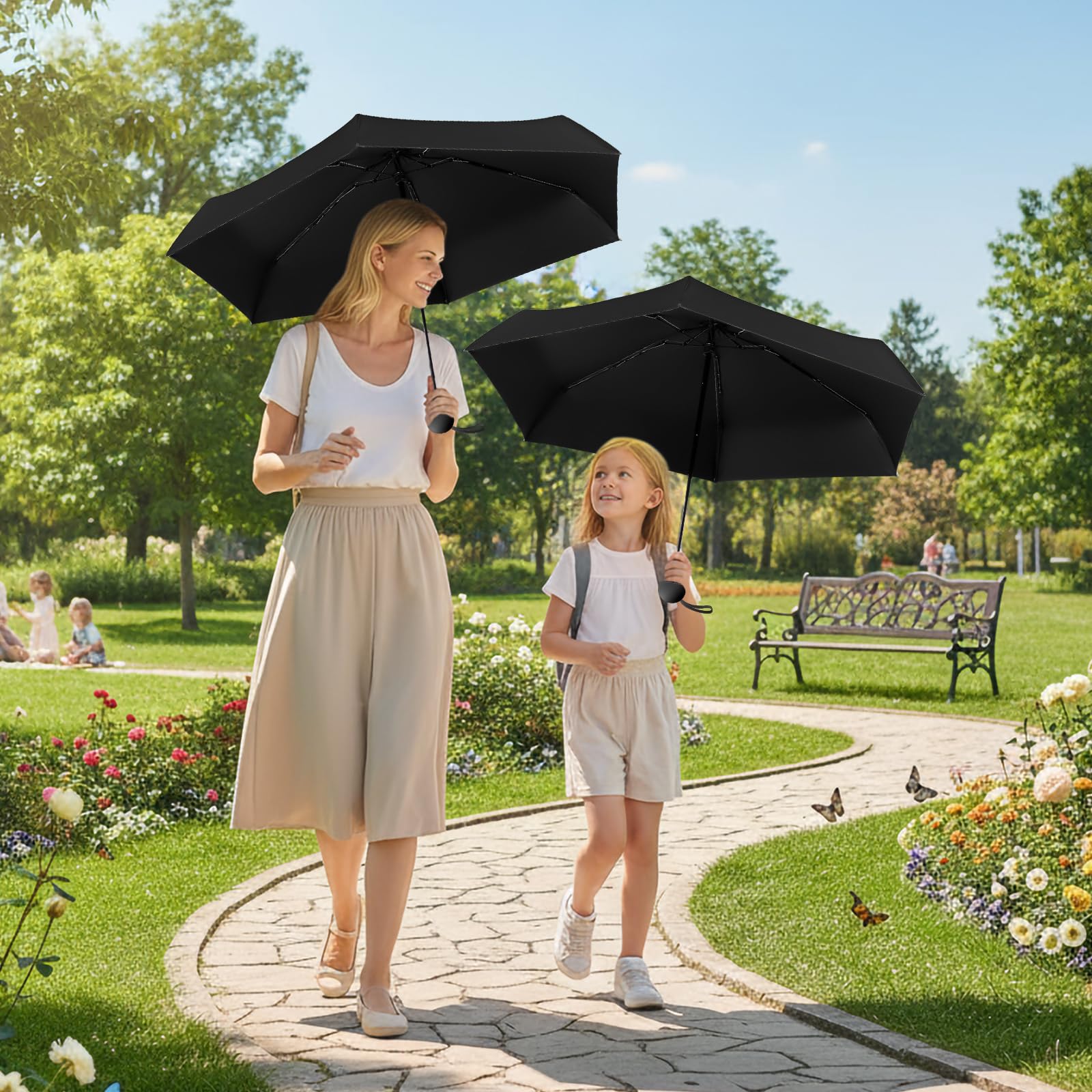 Ombrello Piccolo, Mini Ombrello Tascabile, Pieghevole Ombrello da Viaggio, Pioggia UV Protezione Sole, UPF 50+, Portatile Leggero Compatto, per Donne Uomini