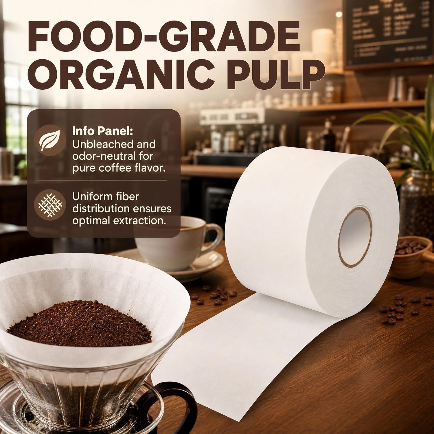 50766.0001 Filter Paper Roll Fit for Bunn Sure Immersion Coffee Brewers – 4 in x 66 ft Commercial Coffee Brewer Filter Roll, Continuous Brewing Paper for Cleaner Extraction & Consistent Taste