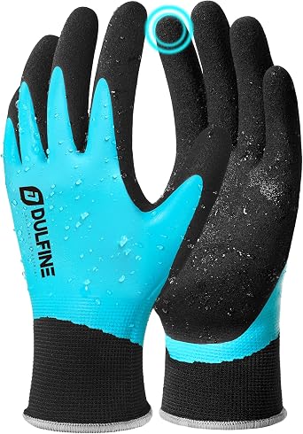 DULFINE 100% Waterproof 1/2/3 Pairs Winter Work Gloves for Men & Women | Thermal Insulated, Touchscreen, Foam Latex Coated Grip, Multi-Packs, Ideal for Cold Weather, Ski, Snow Operation, Fishing