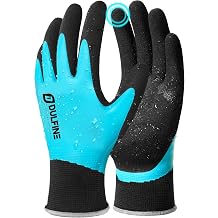 DULFINE 100% Waterproof Work Gloves for Men & Women, Foam Latex Coated Grip, Thermal Winter or Touchscreen Multi-Packs