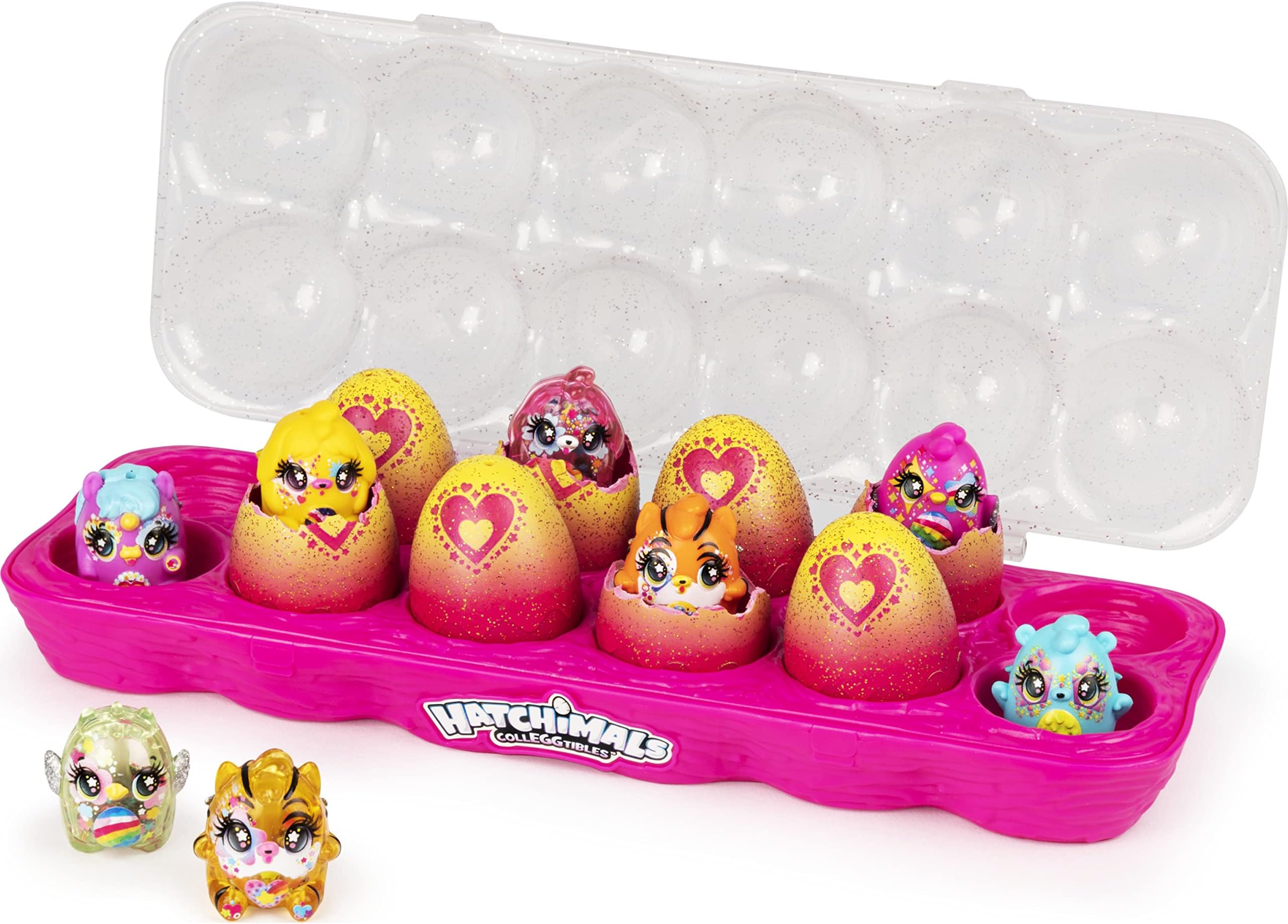 HATCHIMALSCollEGGtibles, Limmy Edish Glamfetti 12-Pack Egg Carton with 12 Exclusive