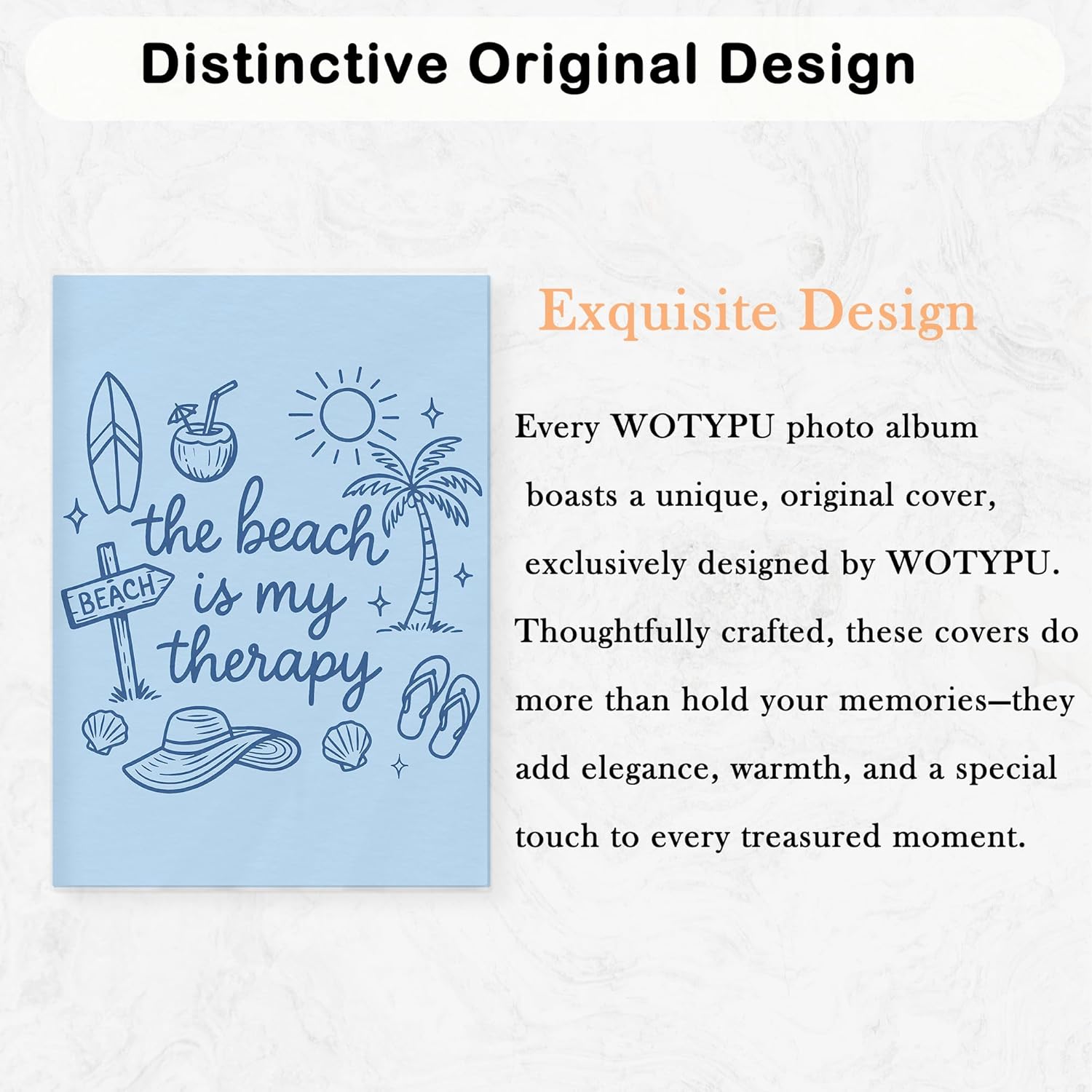 Travel Beach Photo Album 4x6, the Beach is My Therapy Blue Preppy Beachy Vacation Photo Album Memory Book Keepsake with Hold 36 Pictures for Adventure Travel Lover Gifts - Image 5