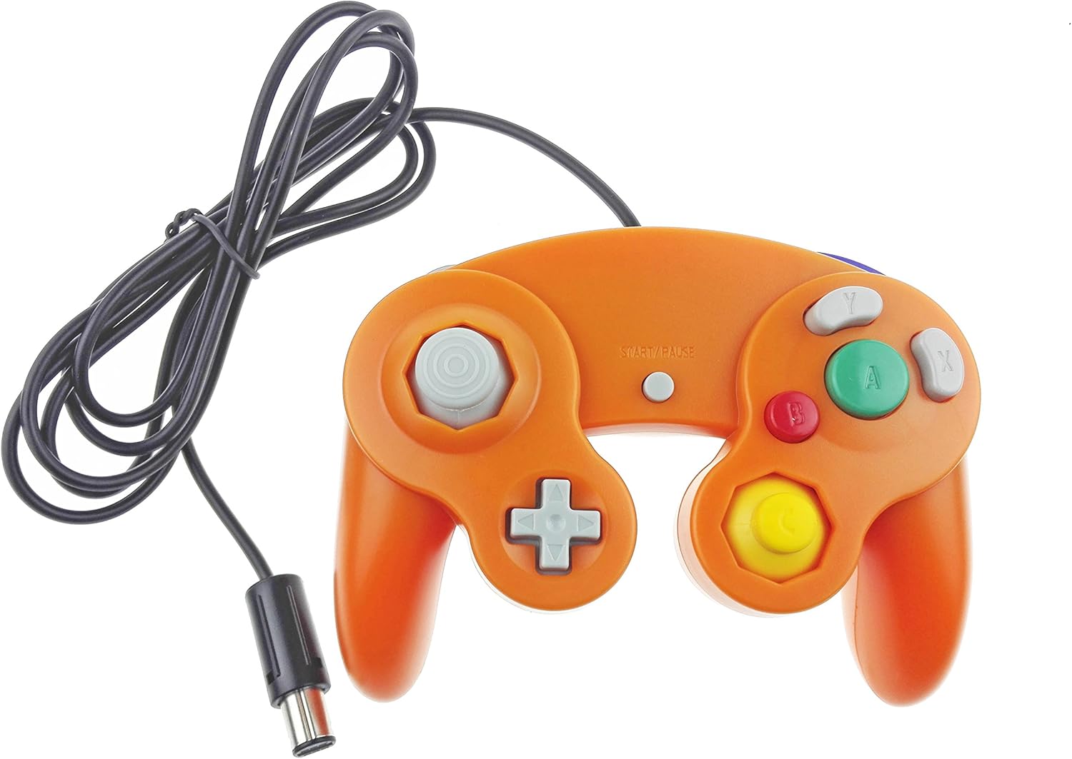 Bowink Ngc Classic Wired Shock Joypad Game Stick Pad Controller for Wii Gamecube NGC Gc Black (Orange)