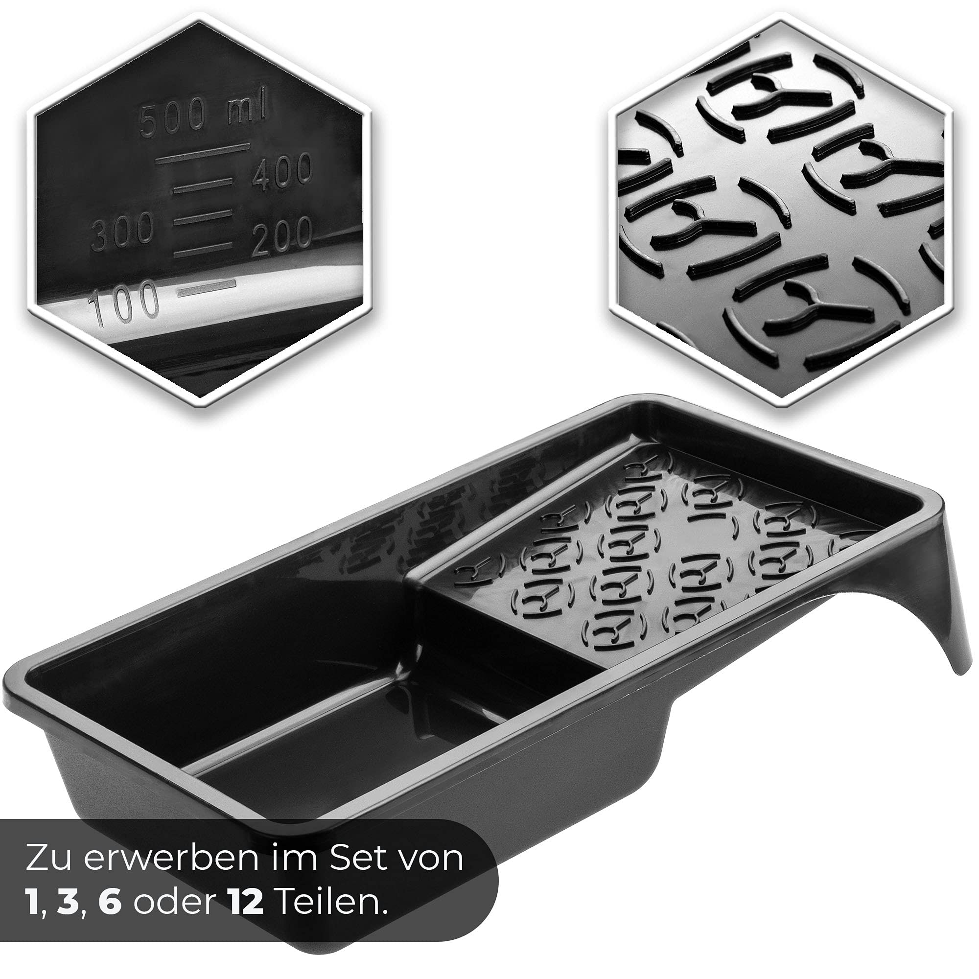 KADAX Bac ŕ Peinture en Plastique - Bac ŕ Peinture pour Peinture Murale - Bac ŕ Peinture avec Petite poignée - Accessoires de Peinture - Bac ŕ Peinture - (12) - Noir