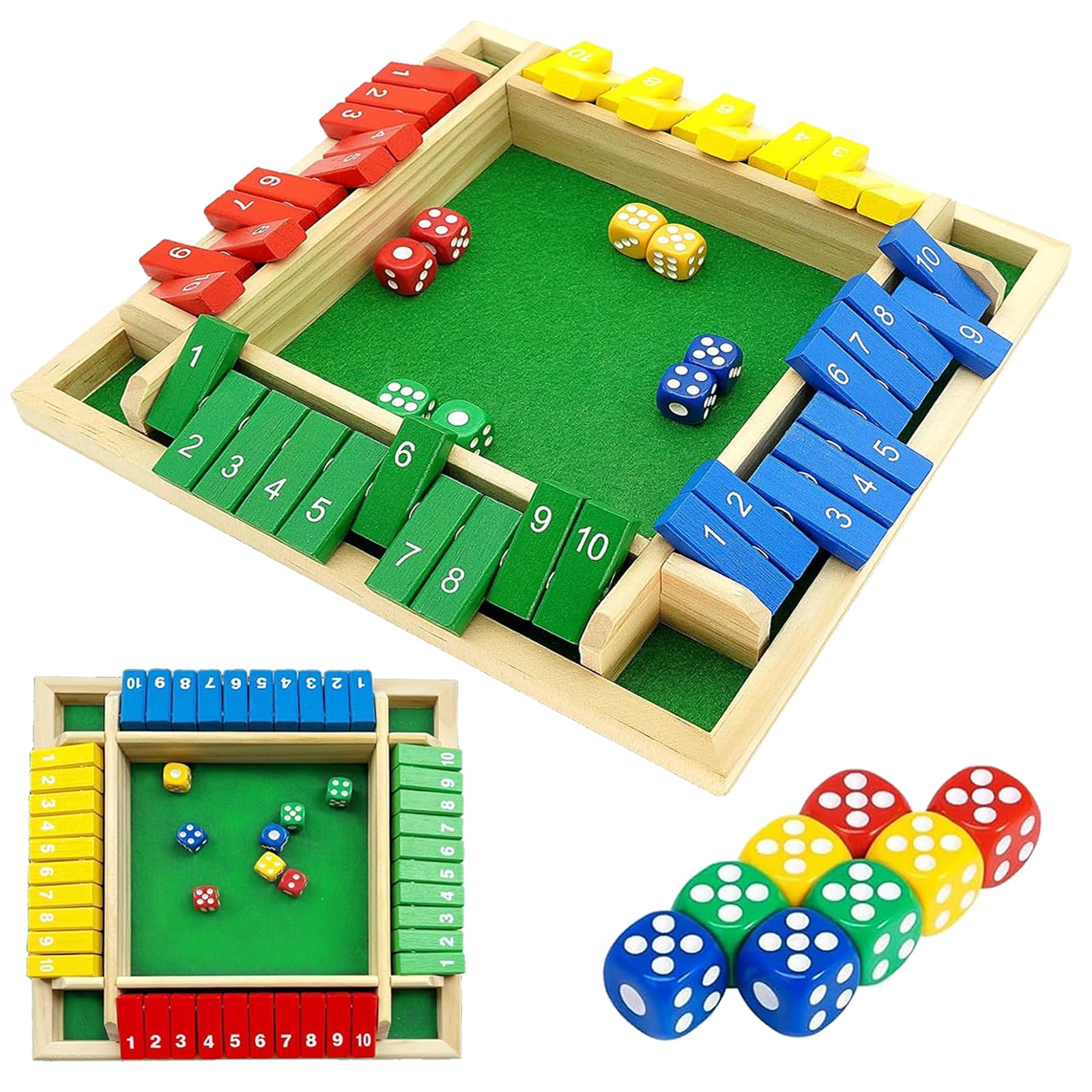 Shut The Box Juego De Madera Para 4 Jugadores, Con Fieltro Y Dados, Educativo Para Toda La Familia