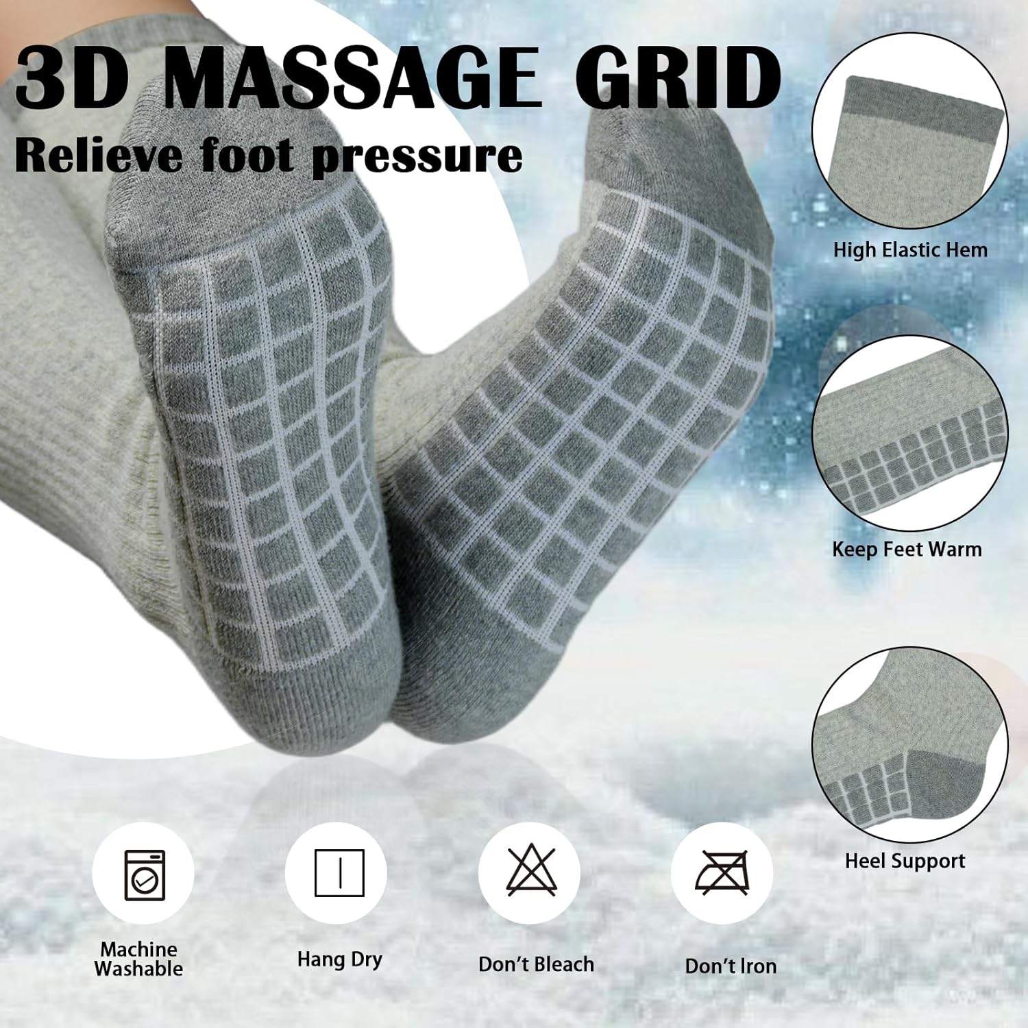 Ski Socks Women 2-Pack, Knee-High Warm Winter Cotton Snowboard Socks for Skiing and Hiking, Ideal Gift - Image 4