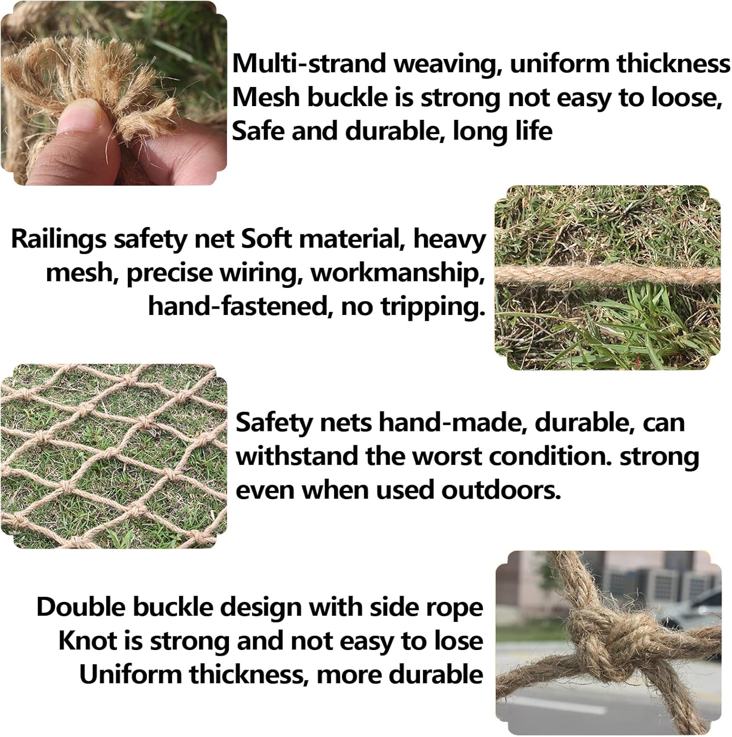 Children's Climbing Safety Net, Swing Fence Net, 1x1m (3x3ft) Outdoor Protection Net, Jute Play Area Hammock, Durable Safety Solution for Kids' Playtime