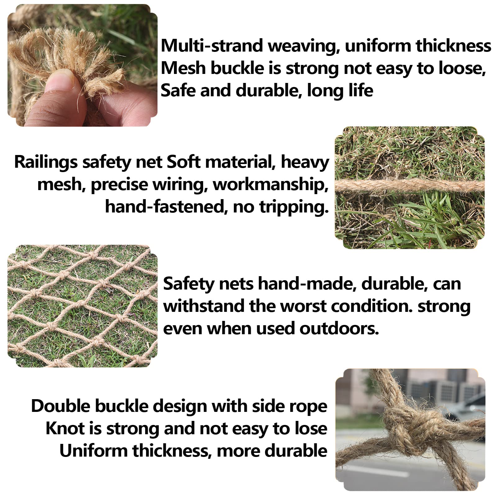 Red de seguridad para niños de 3 x 5 m, red de cuerda de cáñamo para zonas de juego, valla de techo interior, barandilla de yute, barrera de seguridad para niños, protección duradera y segura