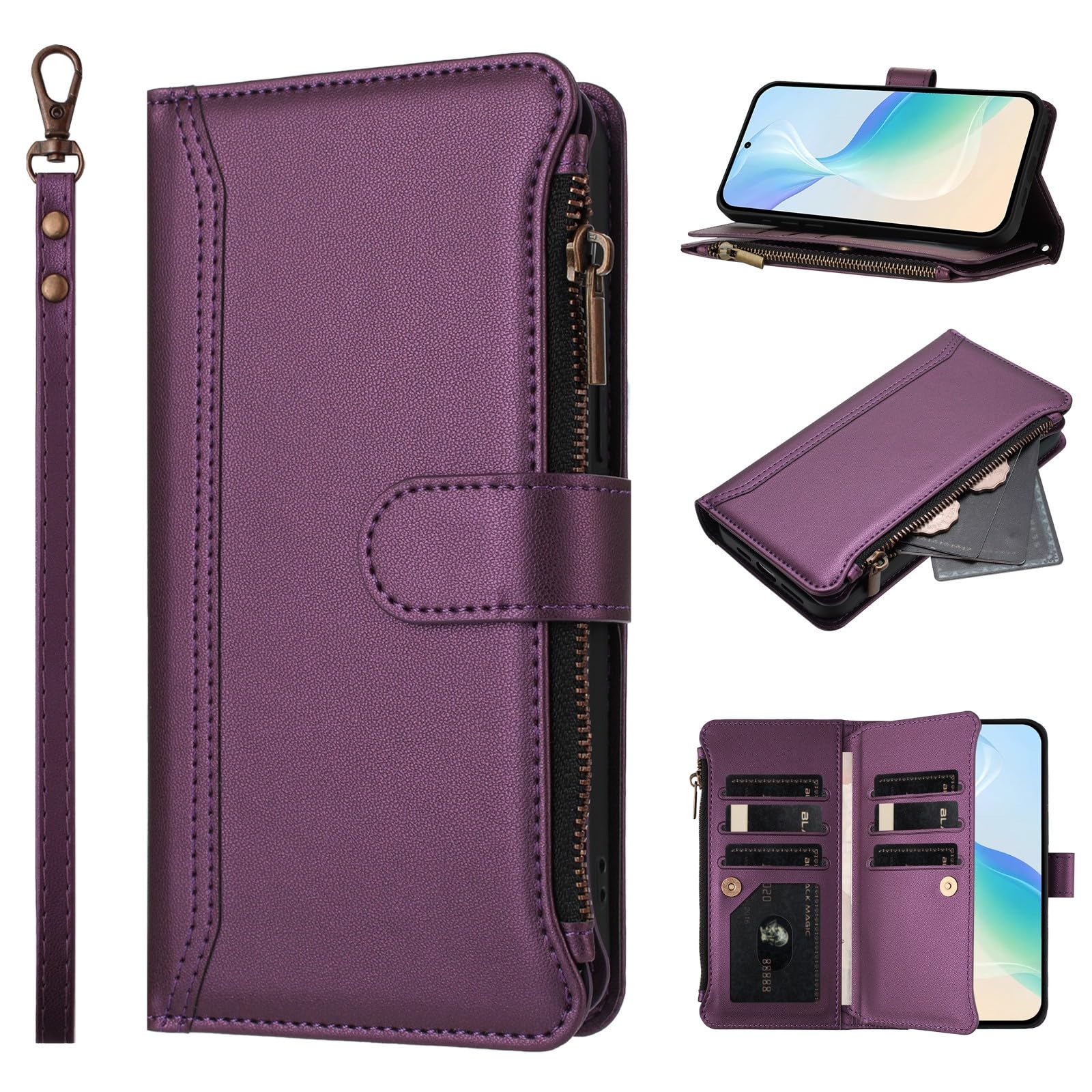 Coque Samsung S21 FE avec fermeture éclair et fentes cartes - 8
