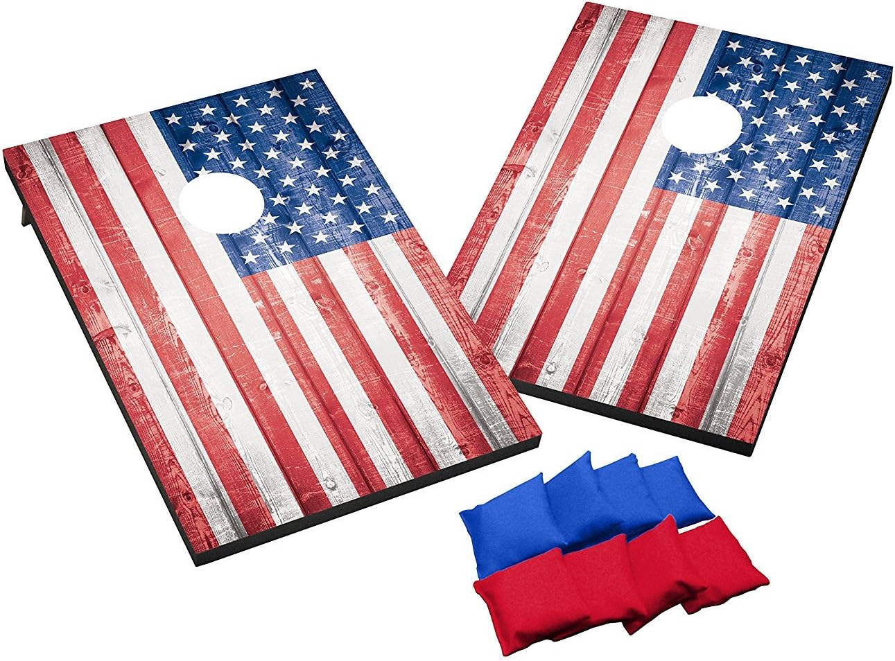 Wild Sports 2'x3' Wood Stars & Stripes Flag Cornhole Set, Red/White/Blue
