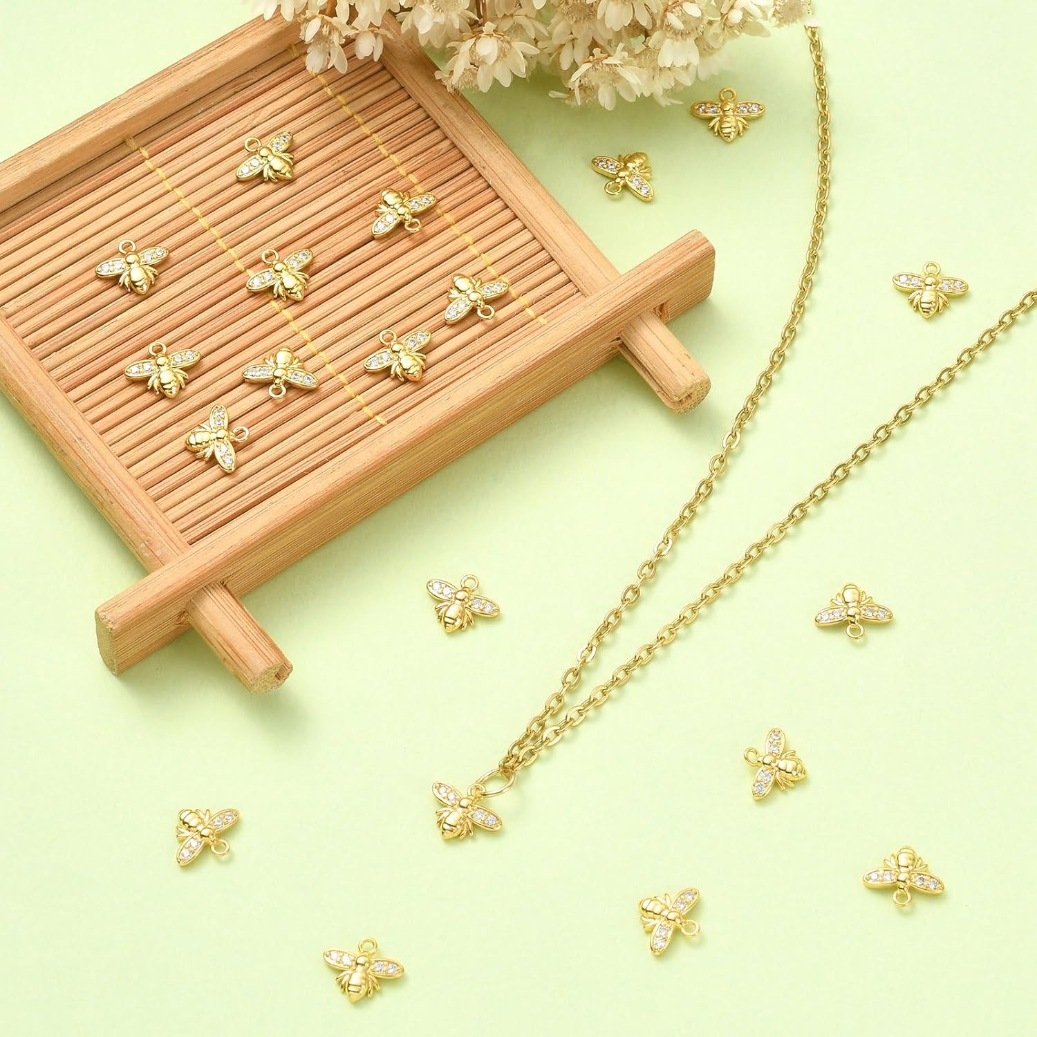 LiQunSweet 20 Pcs Honeybee Charm Cubic Zirconia Honey Bee Charms for Jewelry Making DIY Craft Earring Necklace Bracelet - Image 6