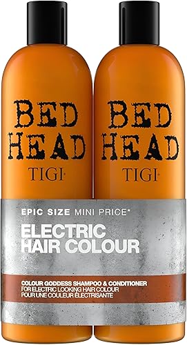 Bed Head by TIGI Colour Goddess Shampoo & Conditioner Set - Professional Hair Treatment for Coloured, Dry & Damaged Hair, Moisturising Shea Butter & Keratin for Smooth, Frizz-Free, Bond Care Repair - Single