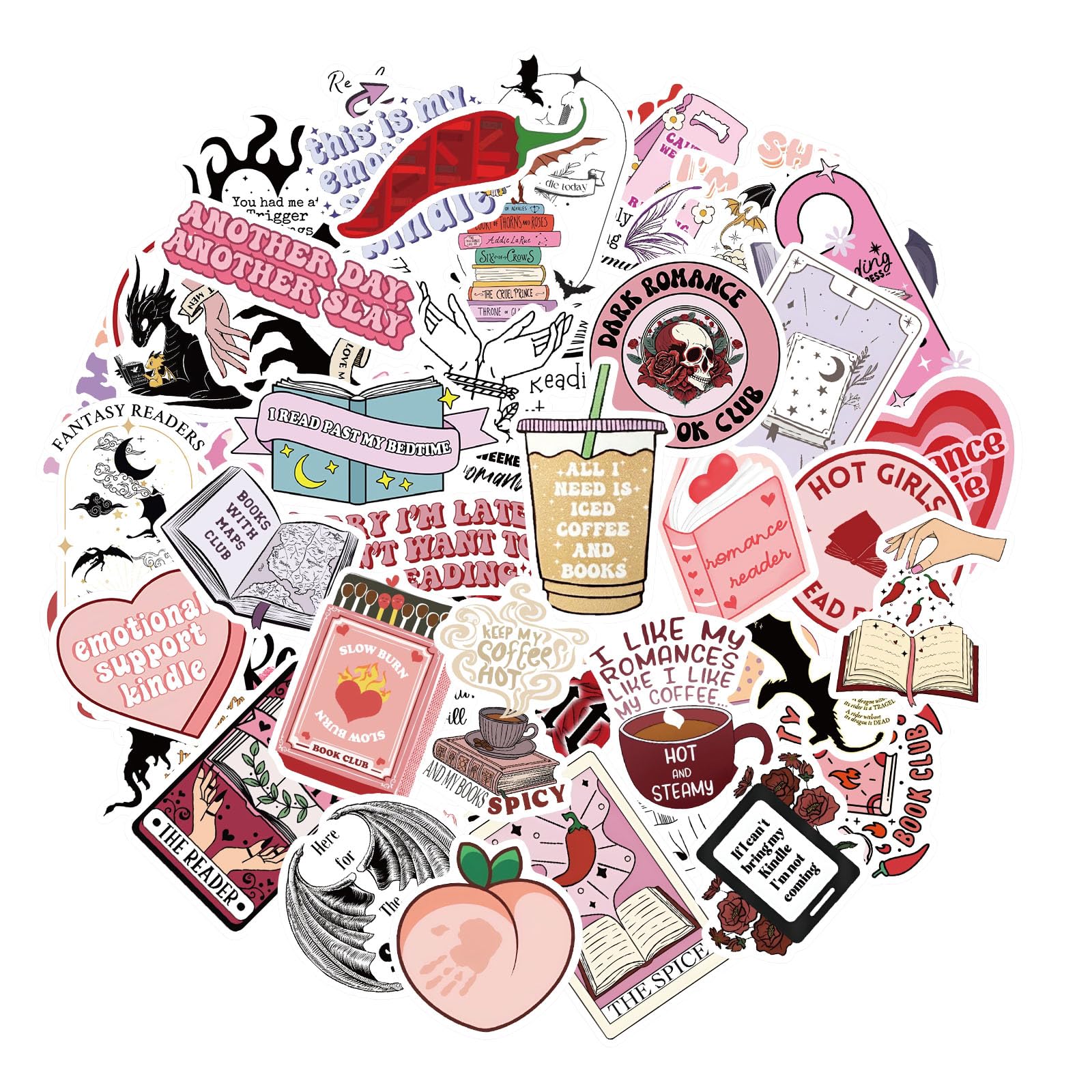 Kindle-Laptop-Aufkleber, 50 Stück, rosa, für Kindle, Aesthetic Aufkleber, wasserfest, Dekoration, Scrapbooking/Computer, Koffer, MacBook, Motorrad