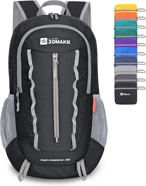 Foldable Backpack 32L,Lightweight Rucksack Small backpacks Water Resistant for Travel Hiking Camping Walking Men Women,by ZOMAKE