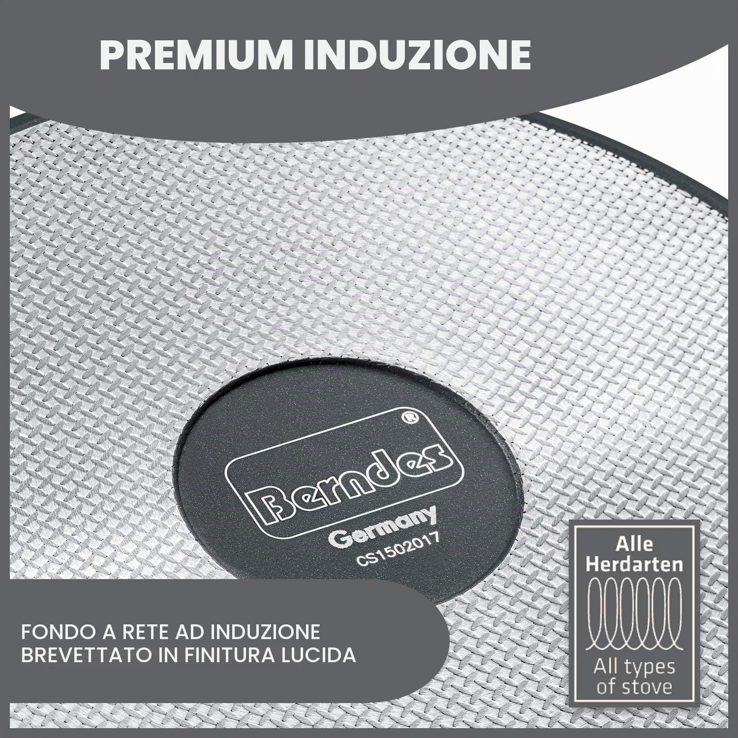 Berndes Alu Induction Wok con Coperchio 36 cm, 6.4 Litri, Alluminio Forgiato