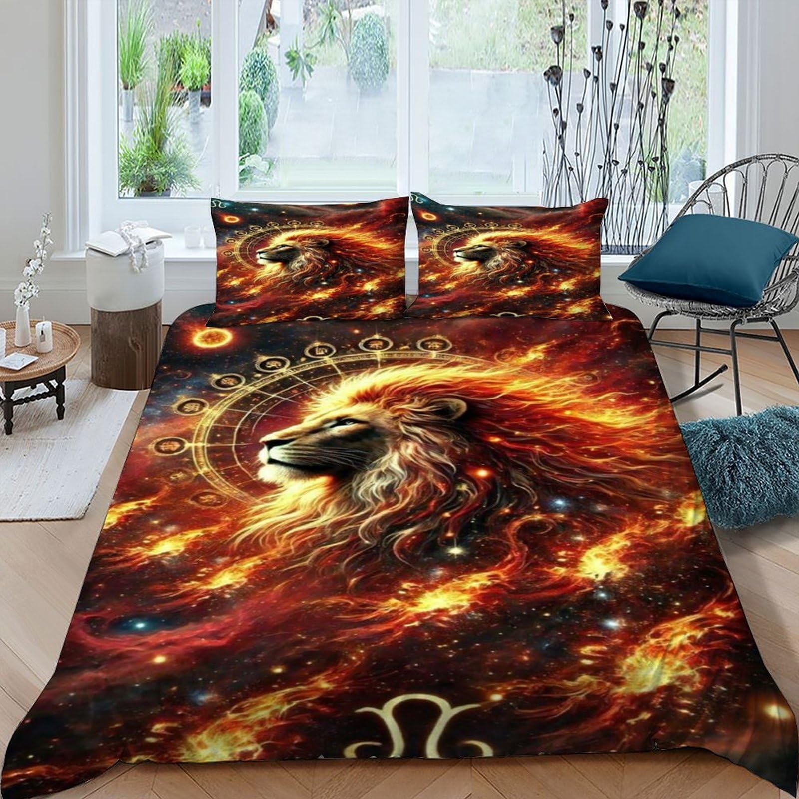 Housse de couette Lion parure de lit astrologie adulte animal