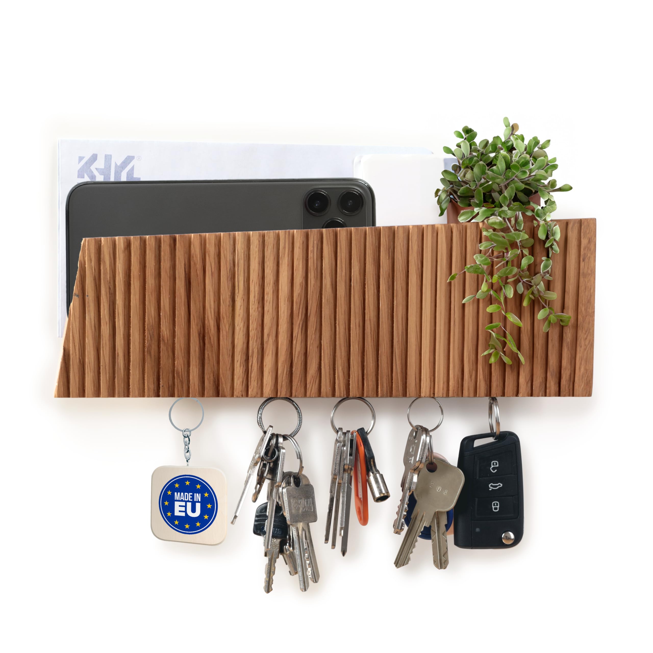 Tablero magnético para llaves, gancho para llaves, soporte para llaves de roble macizo, diseño decorativo para el hogar, organizador de llaves, con soporte de pared, con estante