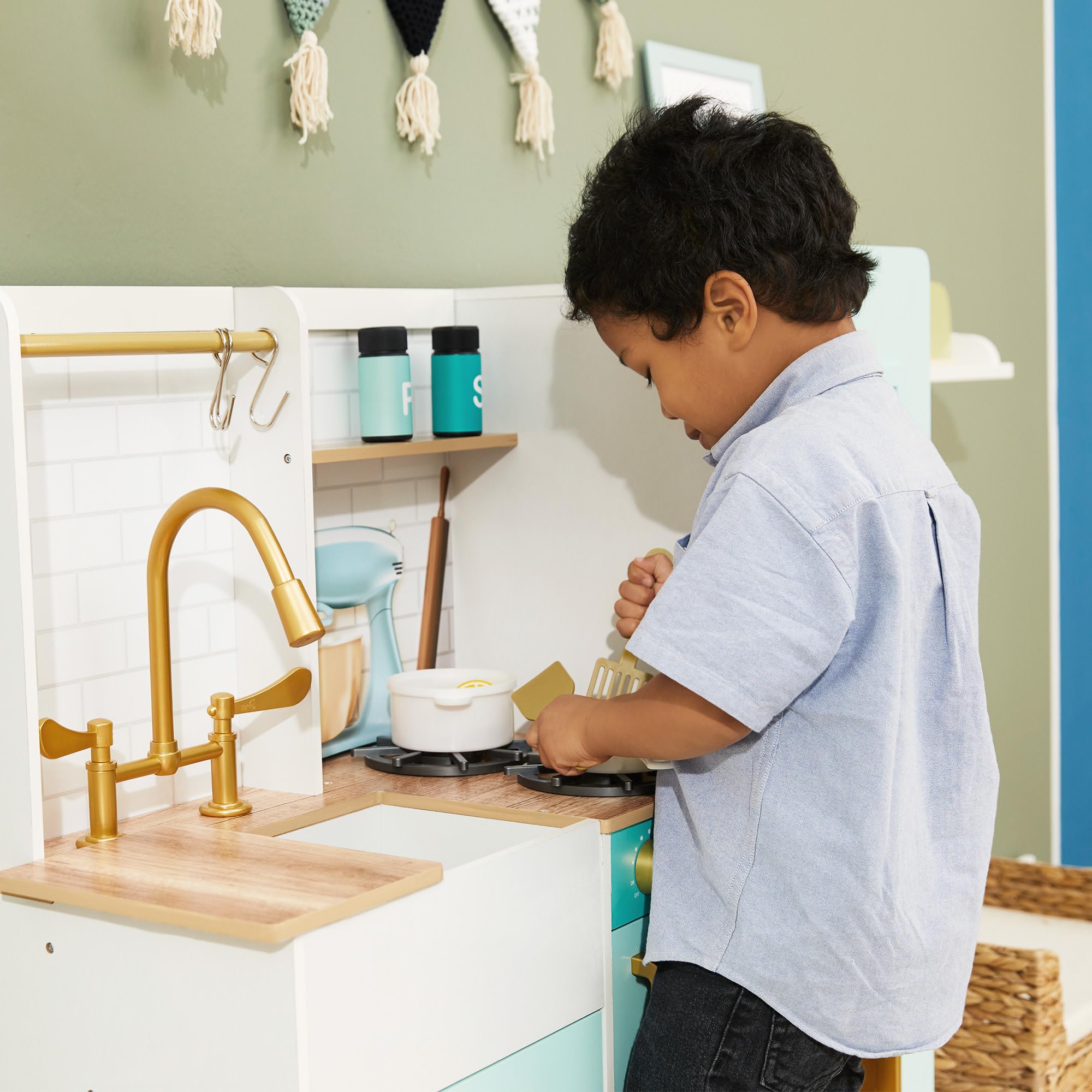 Teamson Kids - Biscay Delight Classic Play Kitchen - Mint | Kreatives Rollenspiel