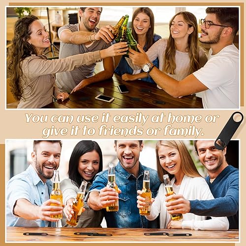 Miniatura 6 de ZCYSRLQIN 24 abridores de botellas planos de 4.9 x 1.18 pulgadas, abridor de botellas de cerveza de acero inoxidable negro, hoja de barra