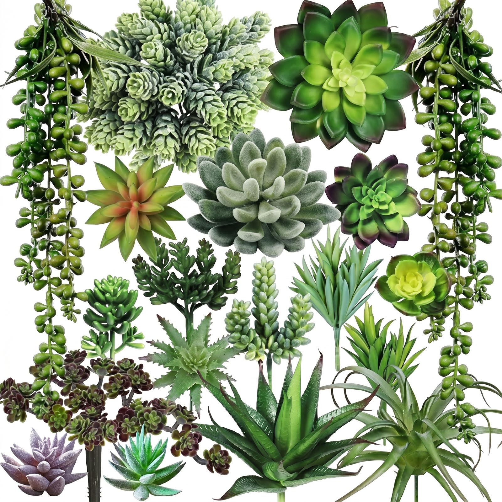 Plantes artificielles : lot de 19 fausses succulentes déco pour intérieur