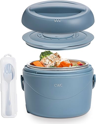 Miniatura 7 de COOK WITH COLOR Fiambrera redonda 40W, calentador de alimentos portátil, capacidad 1.1L, revestimiento de acero inoxidable, cabra/visón