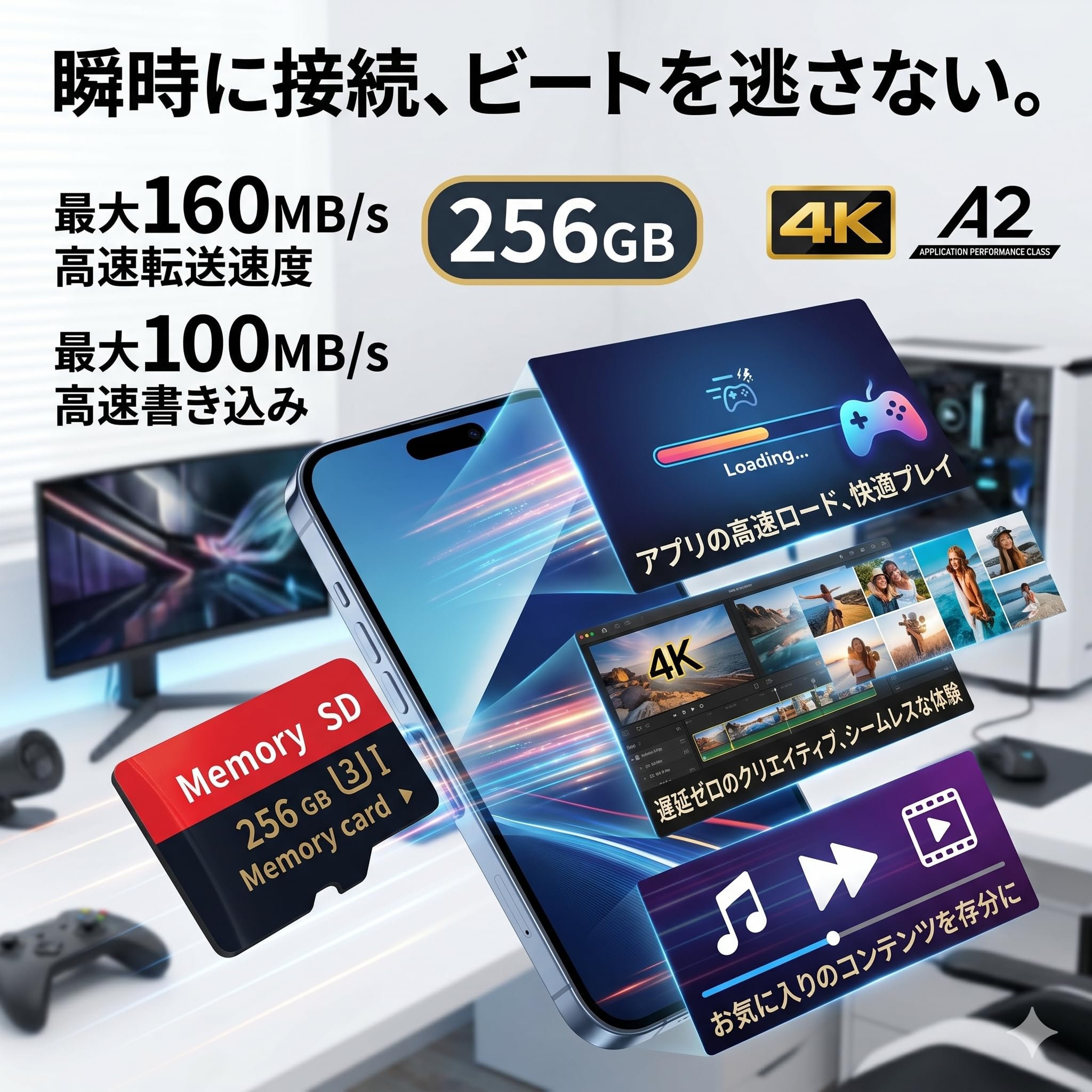 【Amazon.co.jp限定】マイクロカード 256GB マイクロメモリーカード 超高速データ転送 対応 TFカード スマートフォン Full HD & 4K UHD動画 - 3