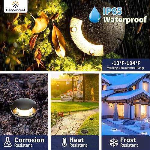 Miniatura 5 de Gardenreet Luces de pozo de latón para exteriores, iluminación LED de bajo voltaje de 12 V, luces de suelo para jardín, camino sin bombilla MR16