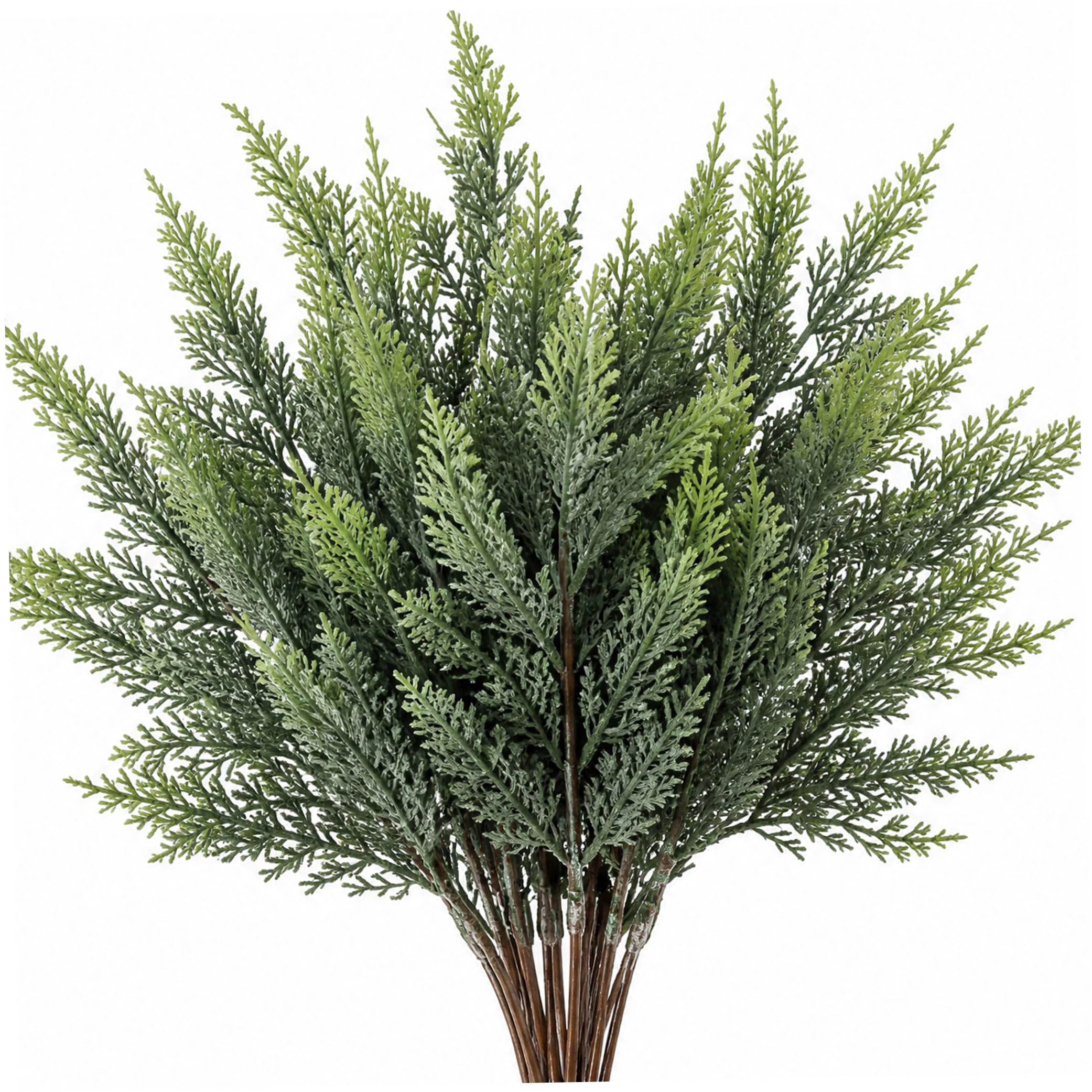 Tsawntd Cedar Branches, 12 Pcs Realistic Cedar Branches Real Touch, Faux Greenery Stems for Home & Outdoor Decor, Green Real Touch Greenery Faux