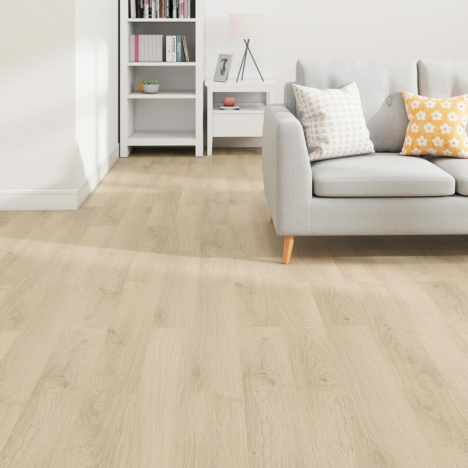 Mysflosy Peel & Stick Floor Tile, 36-Pack 54 Sq.Ft Waterproof Luxury Vinyl Flooring Self-Adhesive, Wood-Look Vinyl Planks for DIY Installation