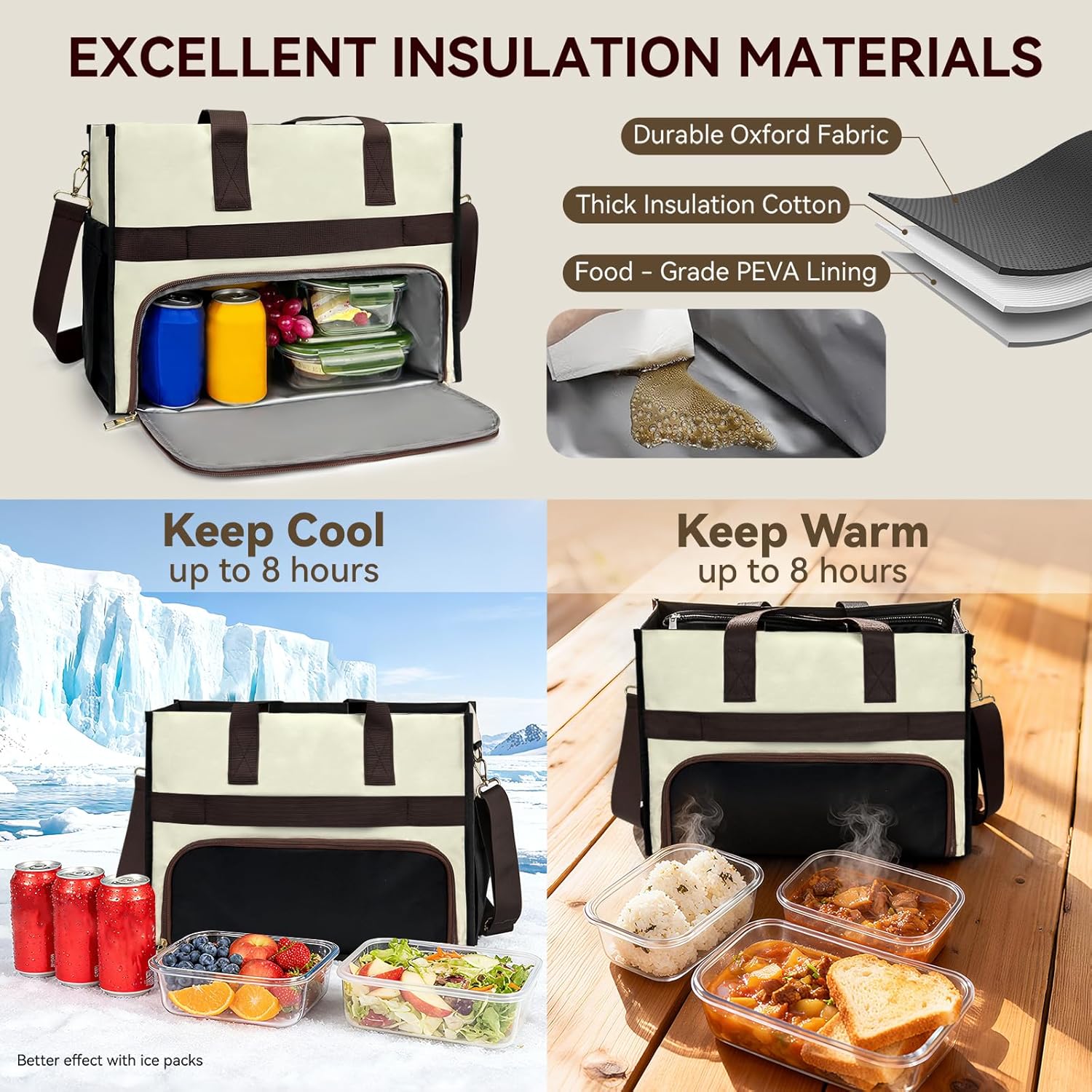 Insulated Lunch Bag for Women, 15.6" Laptop Tote with Leakproof Cooler Compartment for Nurse Teacher Work Office and Outdoor - Image 2