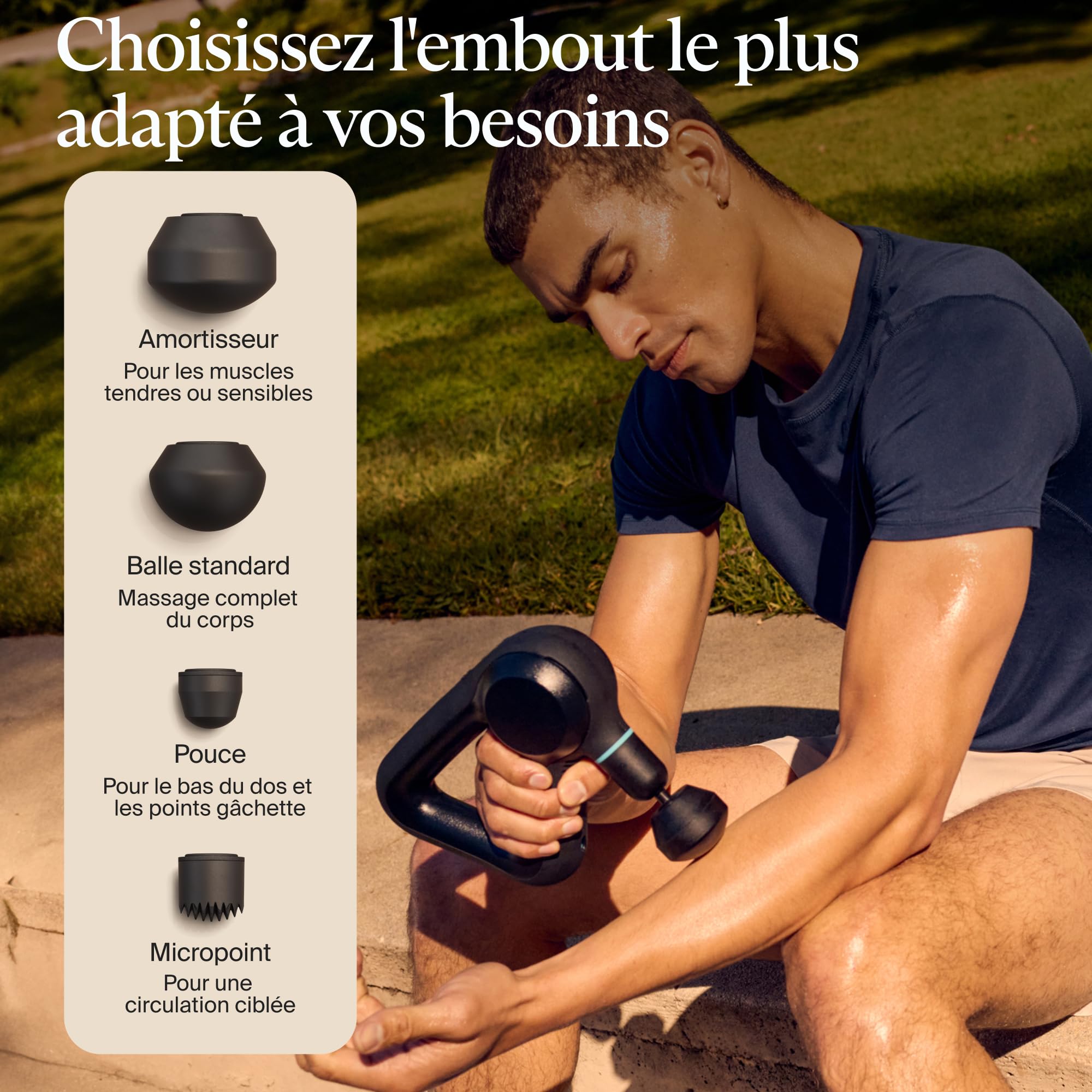 Theragun Prime Percussion Pistolet de massage portable Soulagement des douleurs du cou et du dos des tissus profonds, masseur électrique portatif, chargement Bluetooth et USB-C, 5e génération