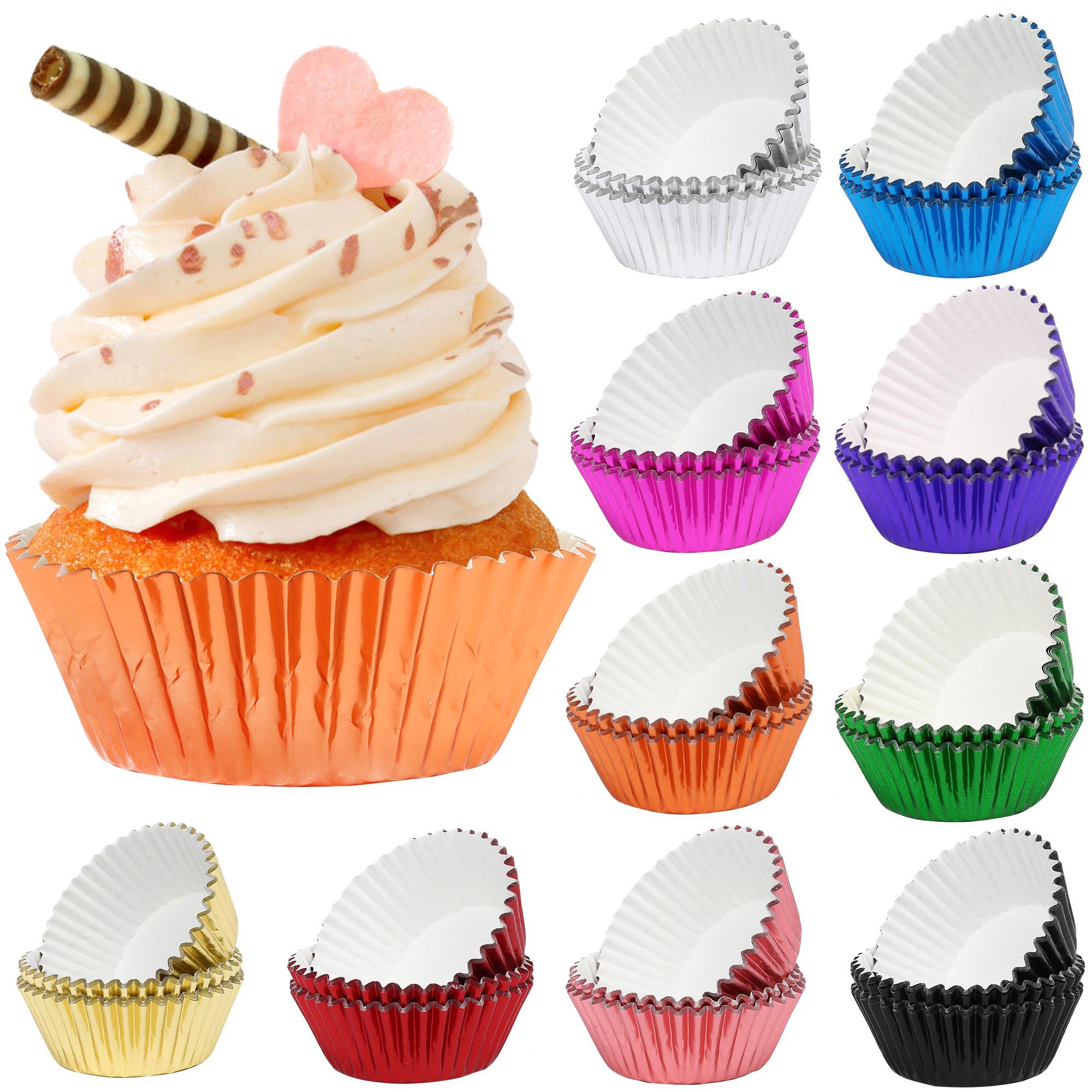 Metallic Cupcake Cases FOIL Metallic Premium Quality Greaseproof Baking (Green, 500)