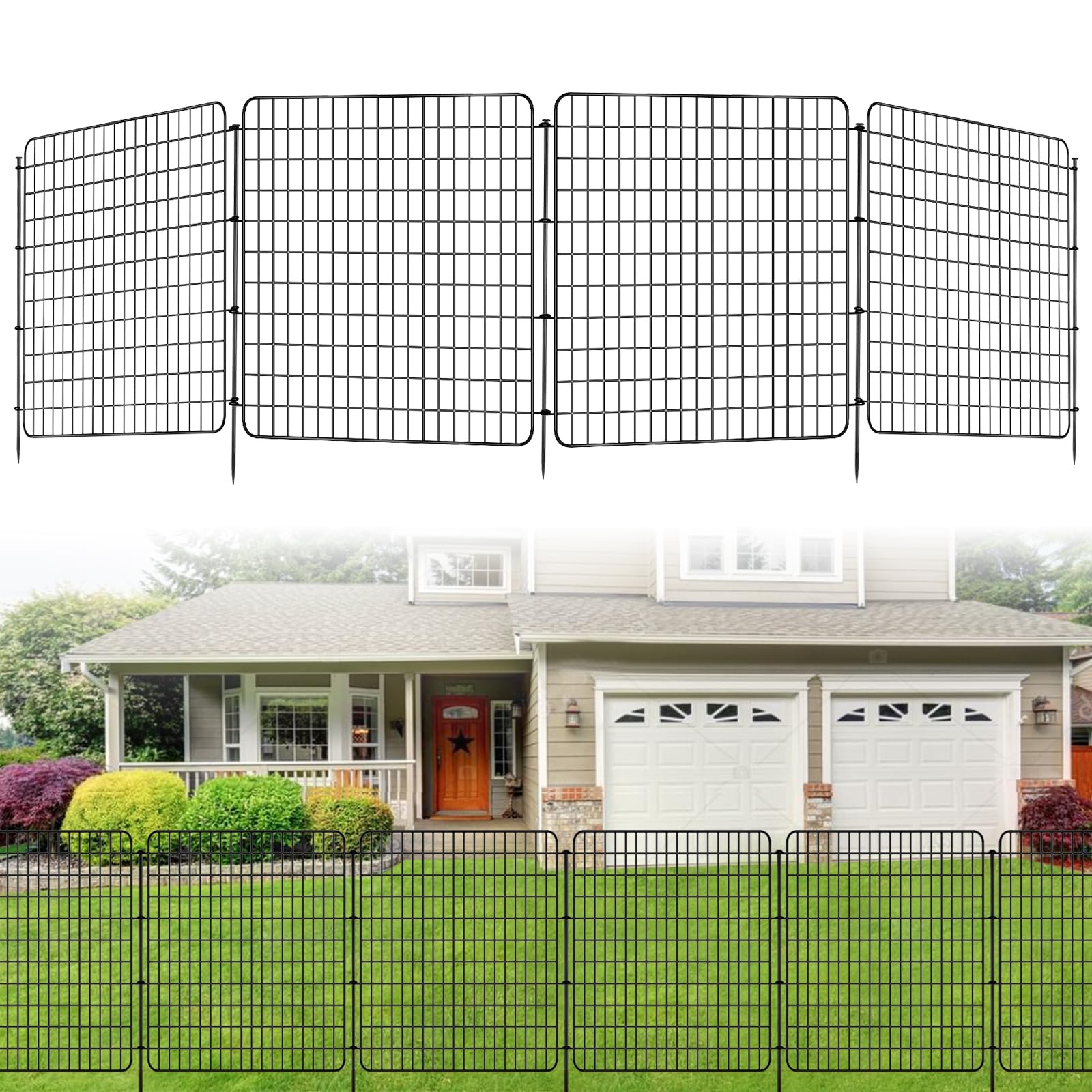 SIMILAR TO..10 Panels Dog Fence Outdoor for Yard, 36 in(H) X 25 ft(L) Decorative Garden Fence Rustproof No Dig Animal Barrier Fencing Metal Wire Panel Border Patio Rabbits Ground Stakes