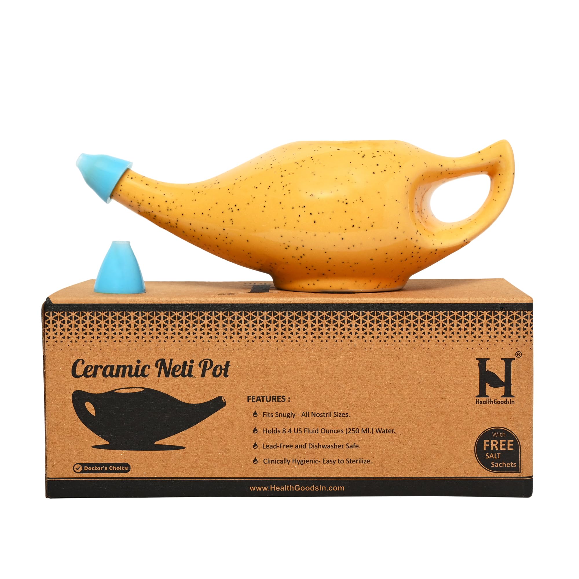 Neti Pot En Céramique Pour Nettoyage Nasal - Avec 10 Sachets De Sel - 150 Ml - Traitement Sinus Naturel