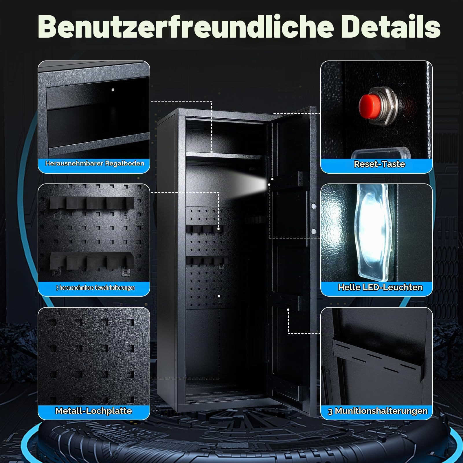 COSTWAY Waffenschrank für 6 Gewehre, Langwaffenschrank aus Stahl