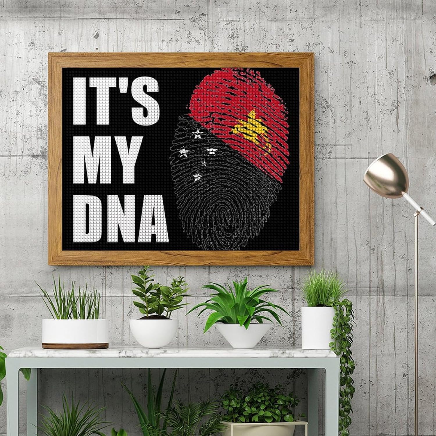 Papua New Guinea It's My DNA Printed Diamond 5D Painting Kits DIY Full Drill Crafts for Home Wall Decor 16x20 Inch Yellow Wood 50 * 40cm