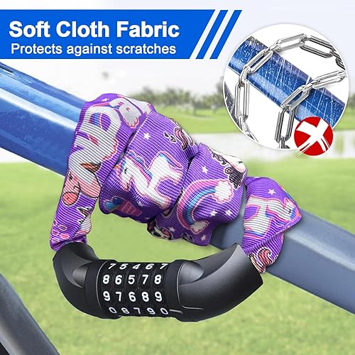 Miniatura 53 de NDakter Cerradura de cadena, combinación de 5 dígitos, resistente, antirrobo, 3.2 pies de largo, con reinicio, para bicicleta, motocicleta, scooter