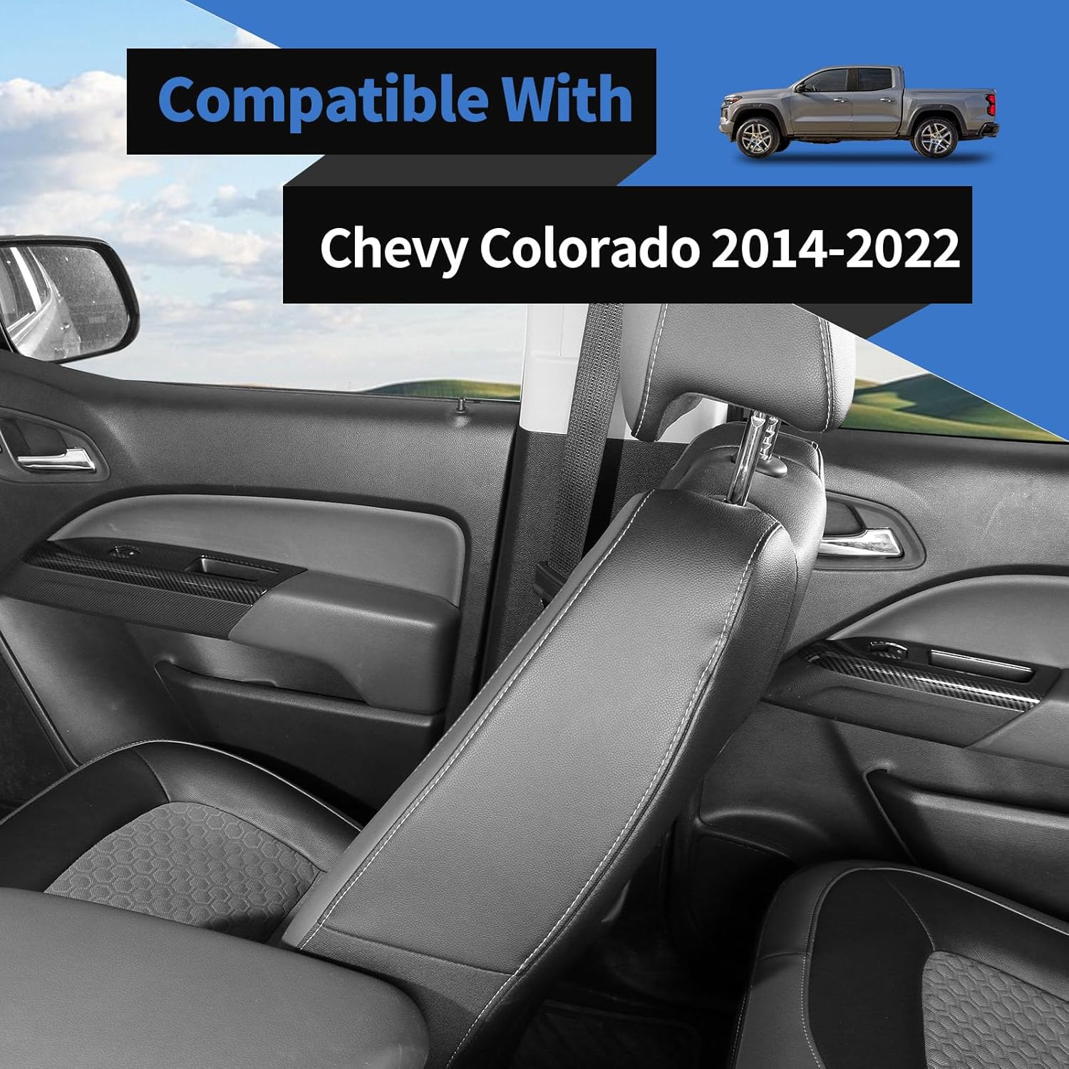 Voodonala for Chevy Colorado 2014+ Window Lift Control Panel Cover Compatible with Chevy Colorado 2014+/GMC Canyon 2014-2022(4Pcs/Set,Carbon Fiber Black,ABS)