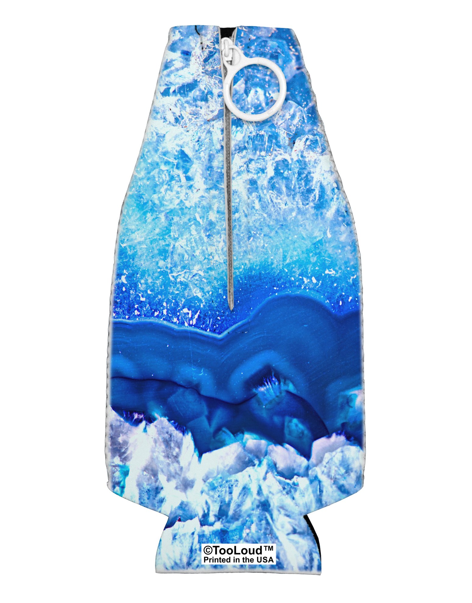 TooLoud Blue Agate Geode Print Collapsible Neoprene Bottle Insulator All Over Print