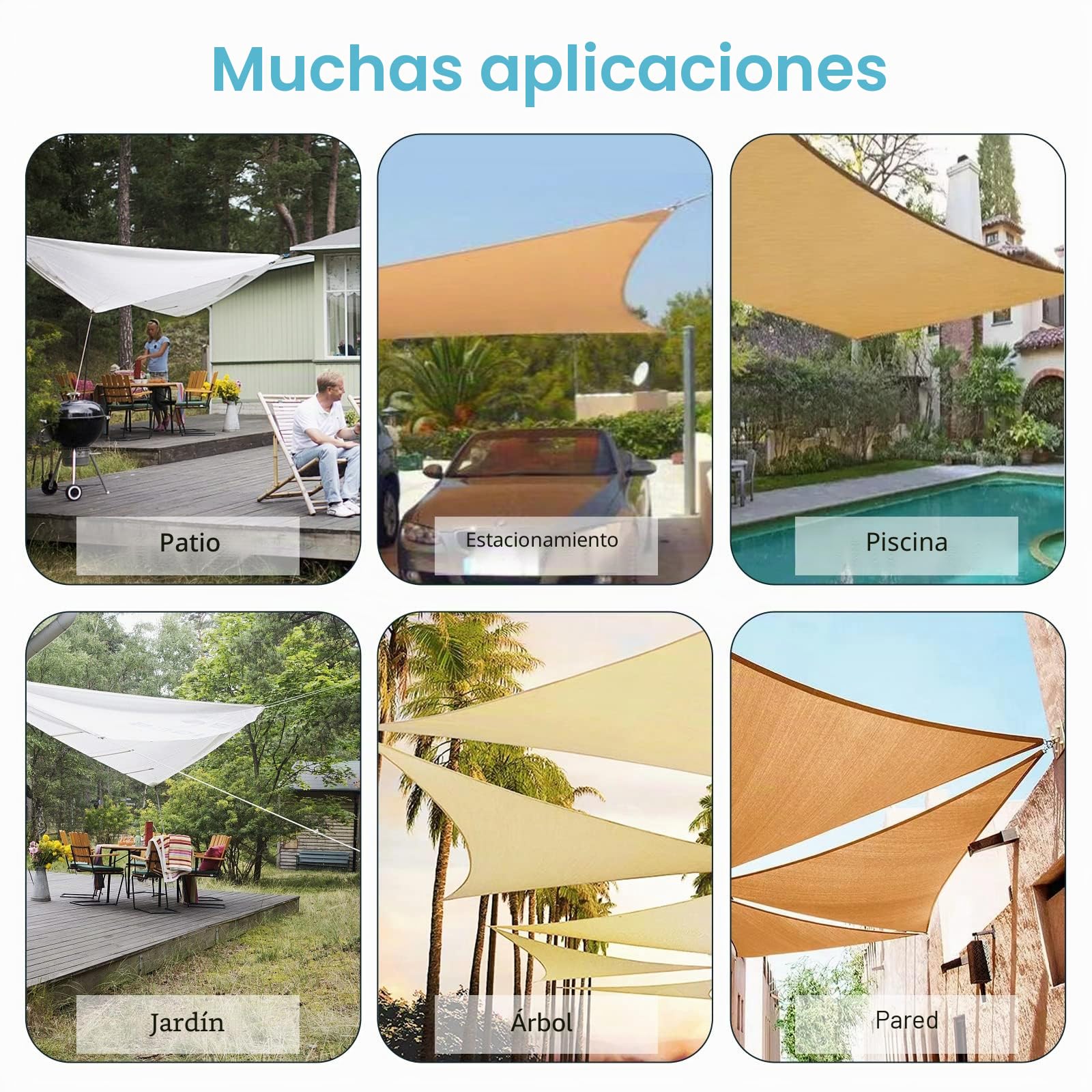 HOMPER Juego de Accesorios para toldos, Juego de herrajes de Acero Inoxidable para Trabajo Pesado con sombrilla Sun Shade para triángulo y escuadra, Accesorios de fijación de Vela Sun Shade