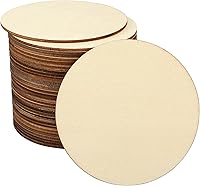 Vista 8 de Blisstime Círculos de madera sin terminar para manualidades, discos redondos para pintura, escritura, suministros de bricolaje, grabado y tallado