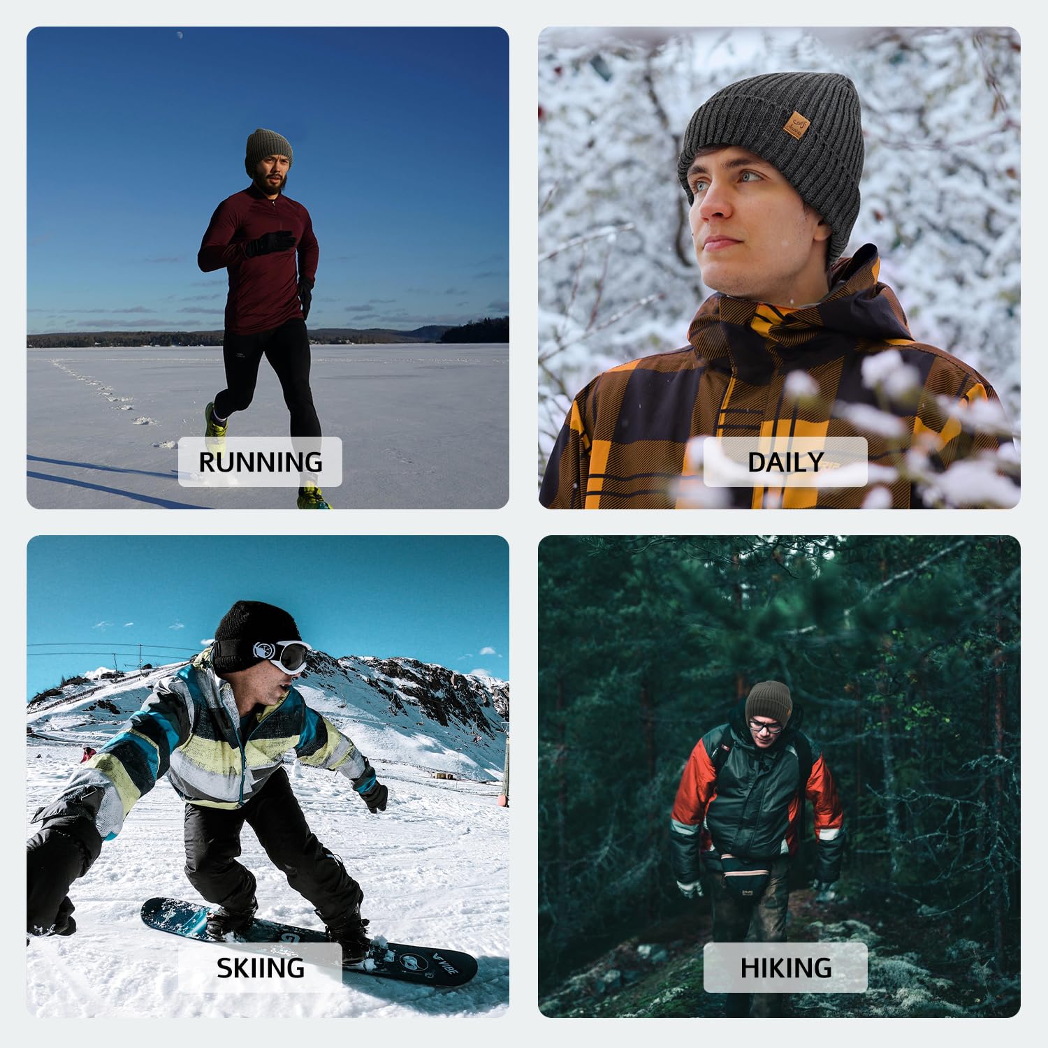ACUSHLA Gorro impermeable y resistente al viento, gorro de invierno de punto con forro polar grueso para hombres y mujeres, gorro de reloj cálido para clima frío