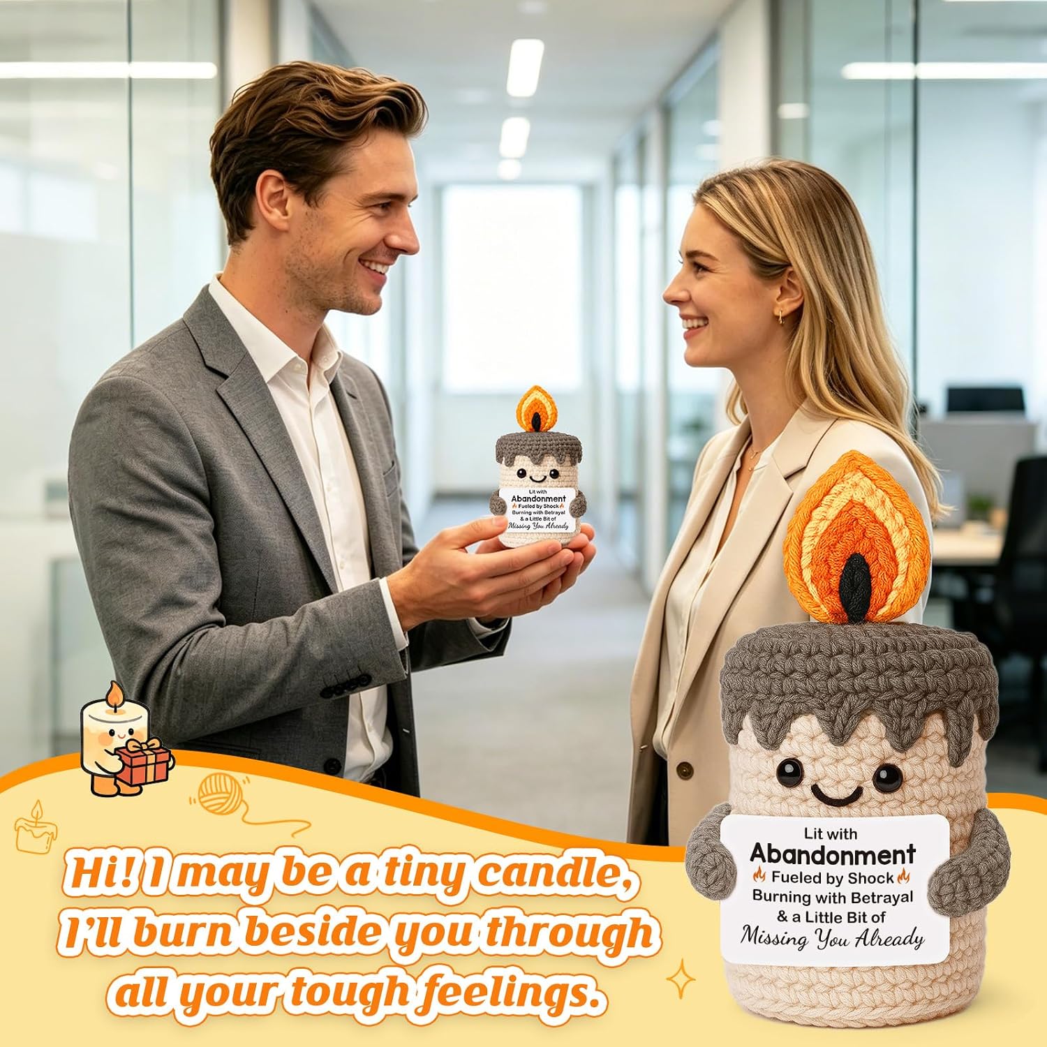 Sarcastic Farewell Gifts for Coworker, Missing You Crochet Candle