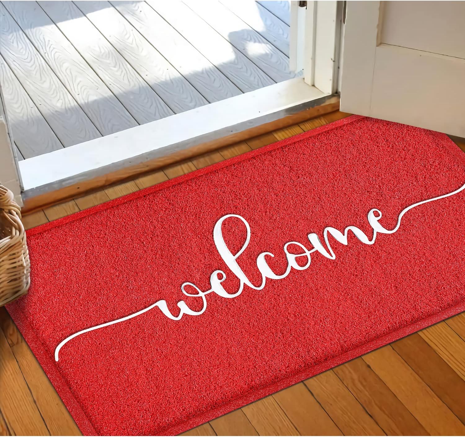 AAZZKANG Red Door Mat Large 36"x24" with Non Slip Rubber Backing Outside Inside Welcome Mats for Front Door Easy to Clean Entry Doormat for Patio,High Traffic Areas