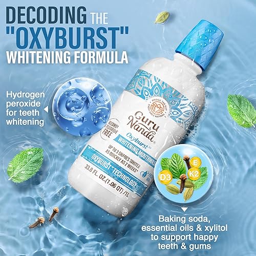 Miniatura 4 de GuruNanda Oxyburst Whitening Enjuague bucal oral - Alcohol - Libre de flúor - Gratis, 1L